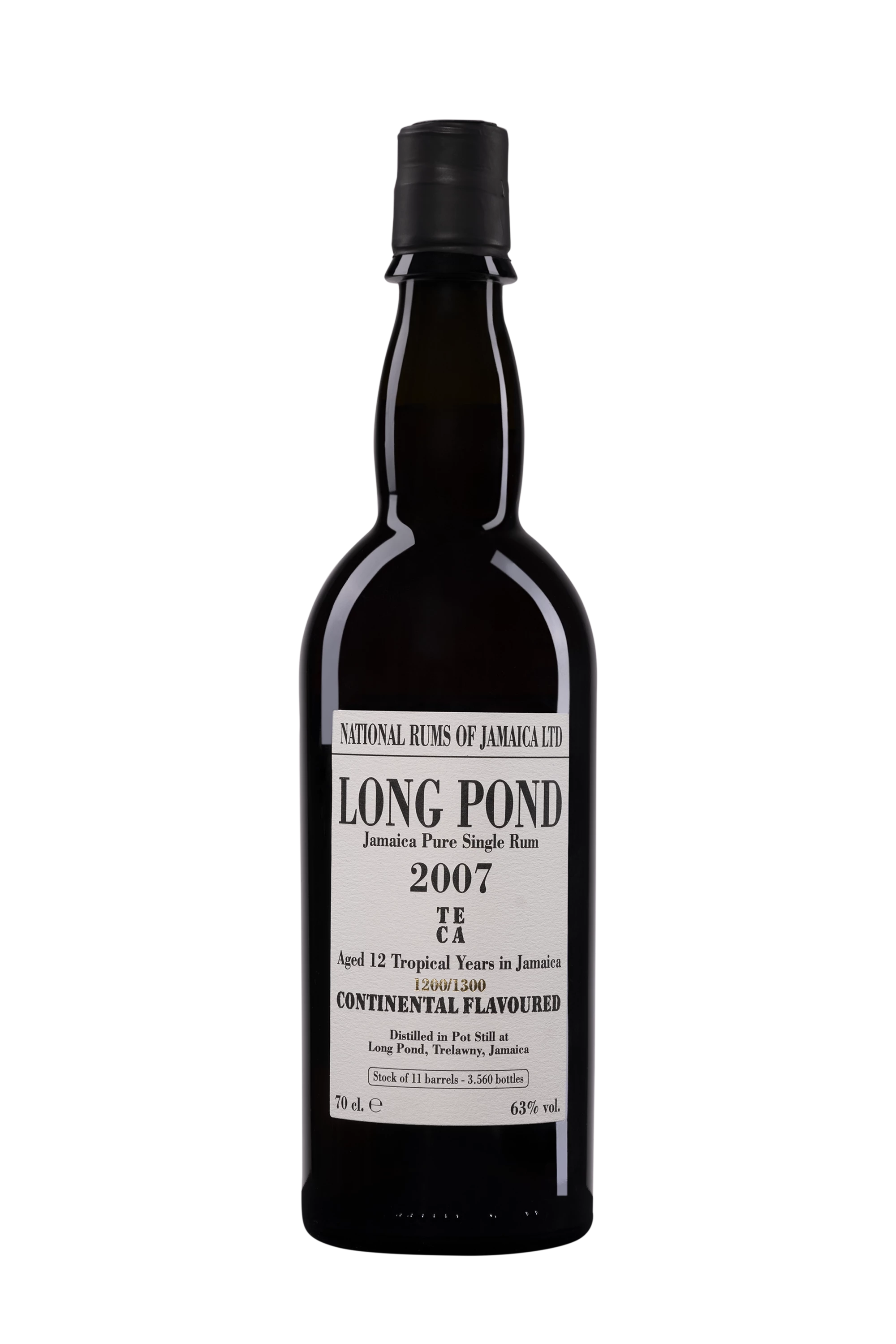 National Rums of Jamaica - Molasses Jamaican Rhum "12 Ans Long Pond - TECA" Brun 2007 63° Giftbox, 70cl