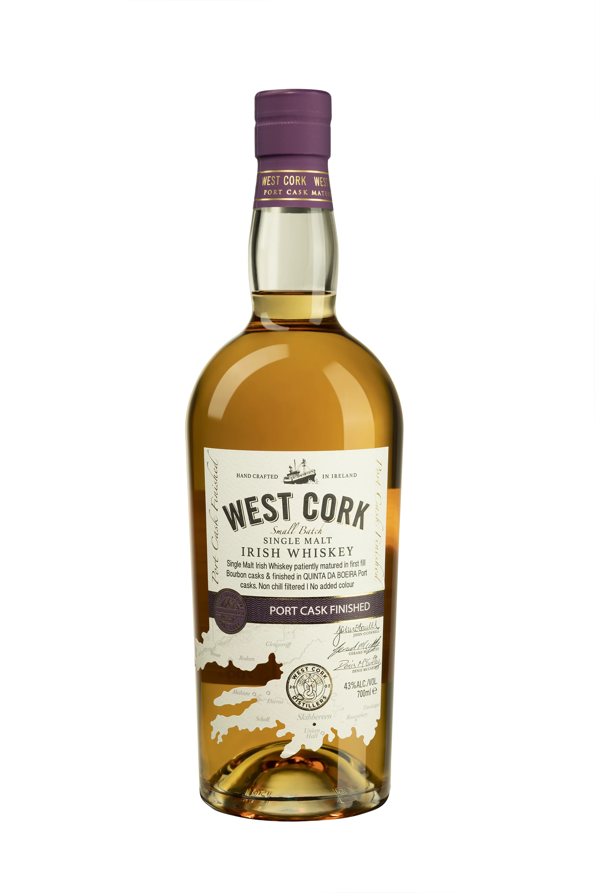 West Cork - Single Malt Irish Wisky "Port Cask Finished" 43° Giftbox, 70cl