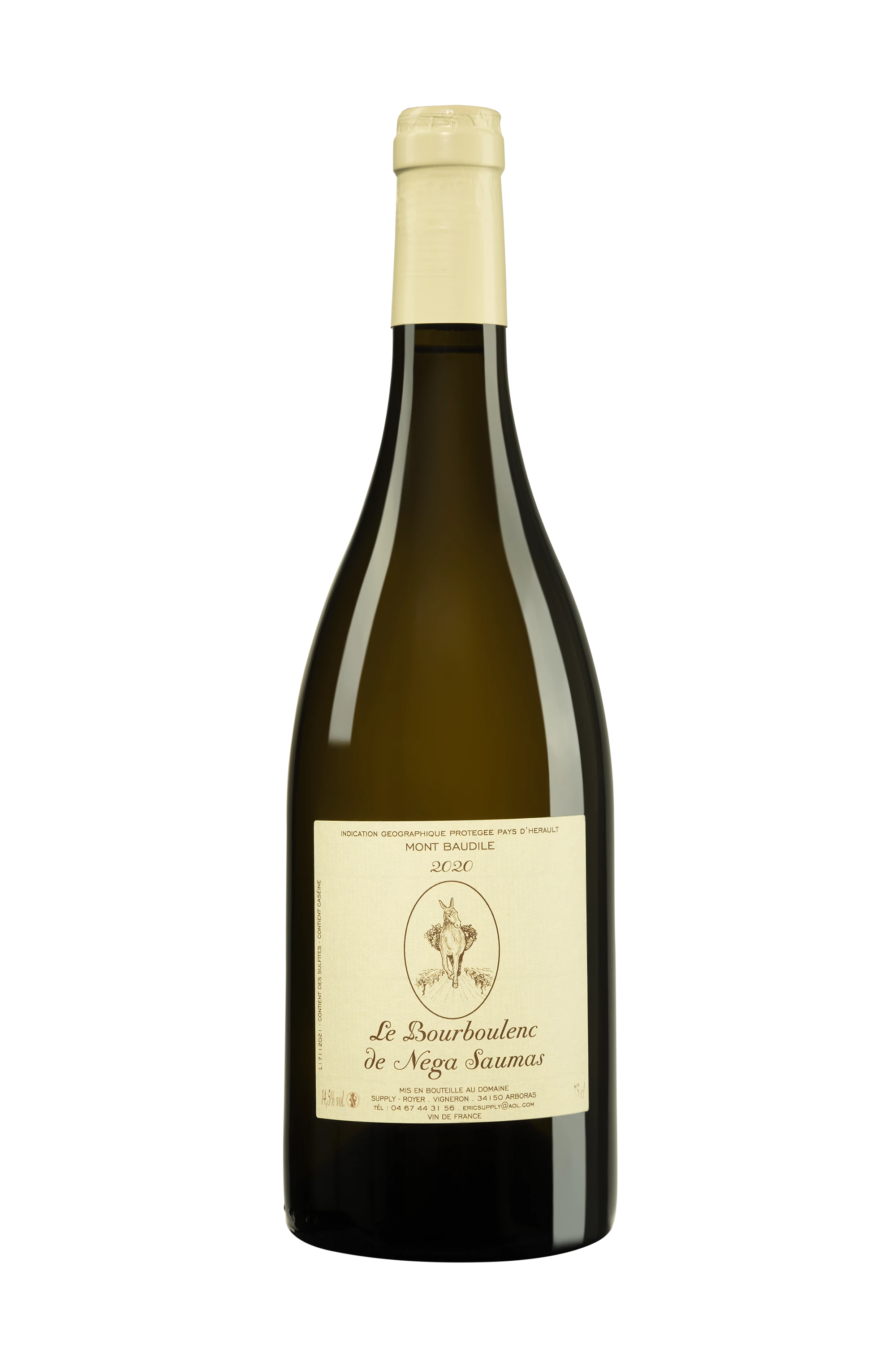 Domaine Supply-Royer - Vin de Pays d'Hérault Mont Baudile "Bourboulenc de Nega Saumas" Blanc 2020 13.5°, 75cl