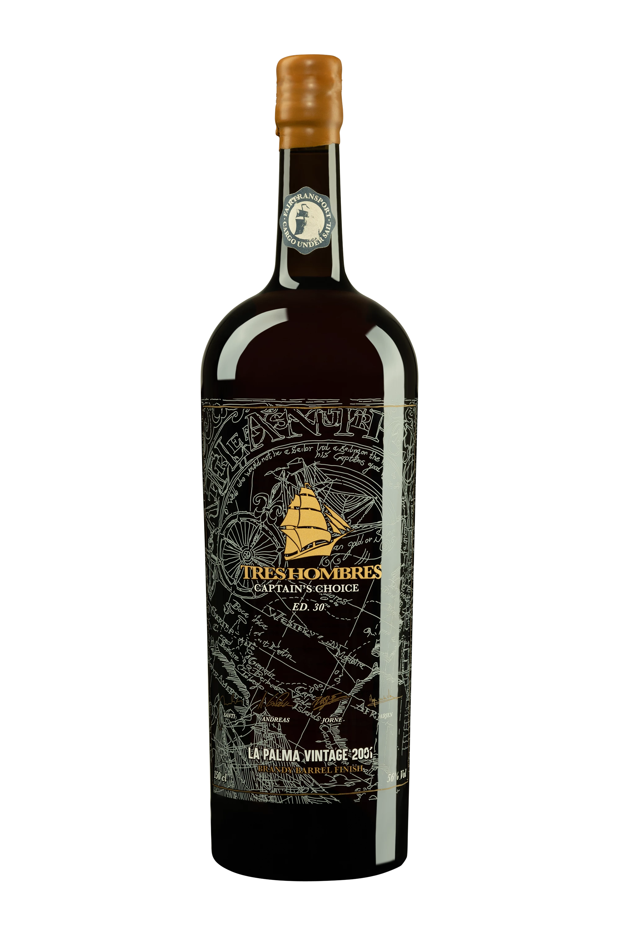 Les Frères de la Côte - Pur Cane Juice Spanish Rhum "La Palma Vintage 2001 Brandy Barrel Finish - Ed 30" Brun 56°, 150cl