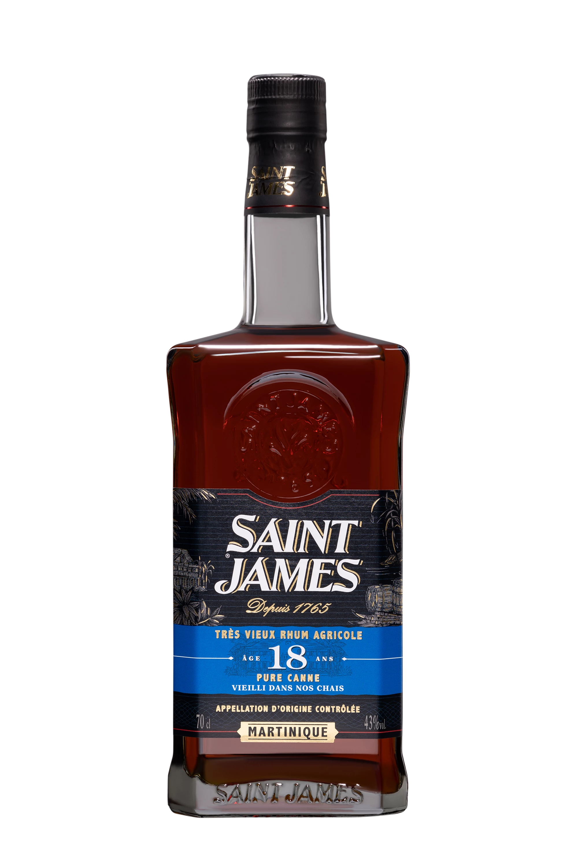 Saint James - Rhum Vieux Agricole de Martinique "18 Ans" Brun 43° Giftbox, 70cl