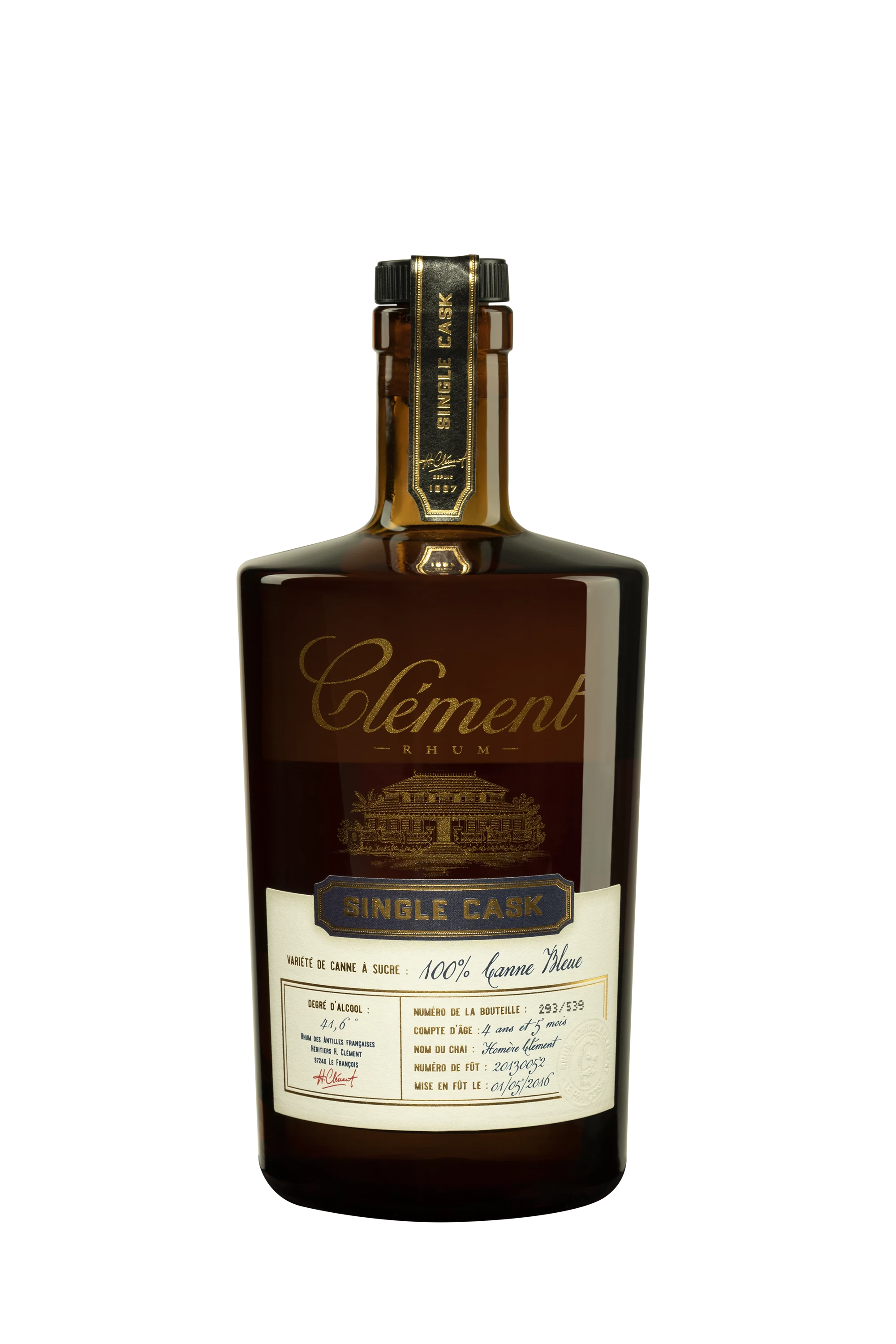 Clément - Rhum Vieux Agricole de Martinique "100% Canne Bleue - Single Cask" Brun 41.6°, 50cl