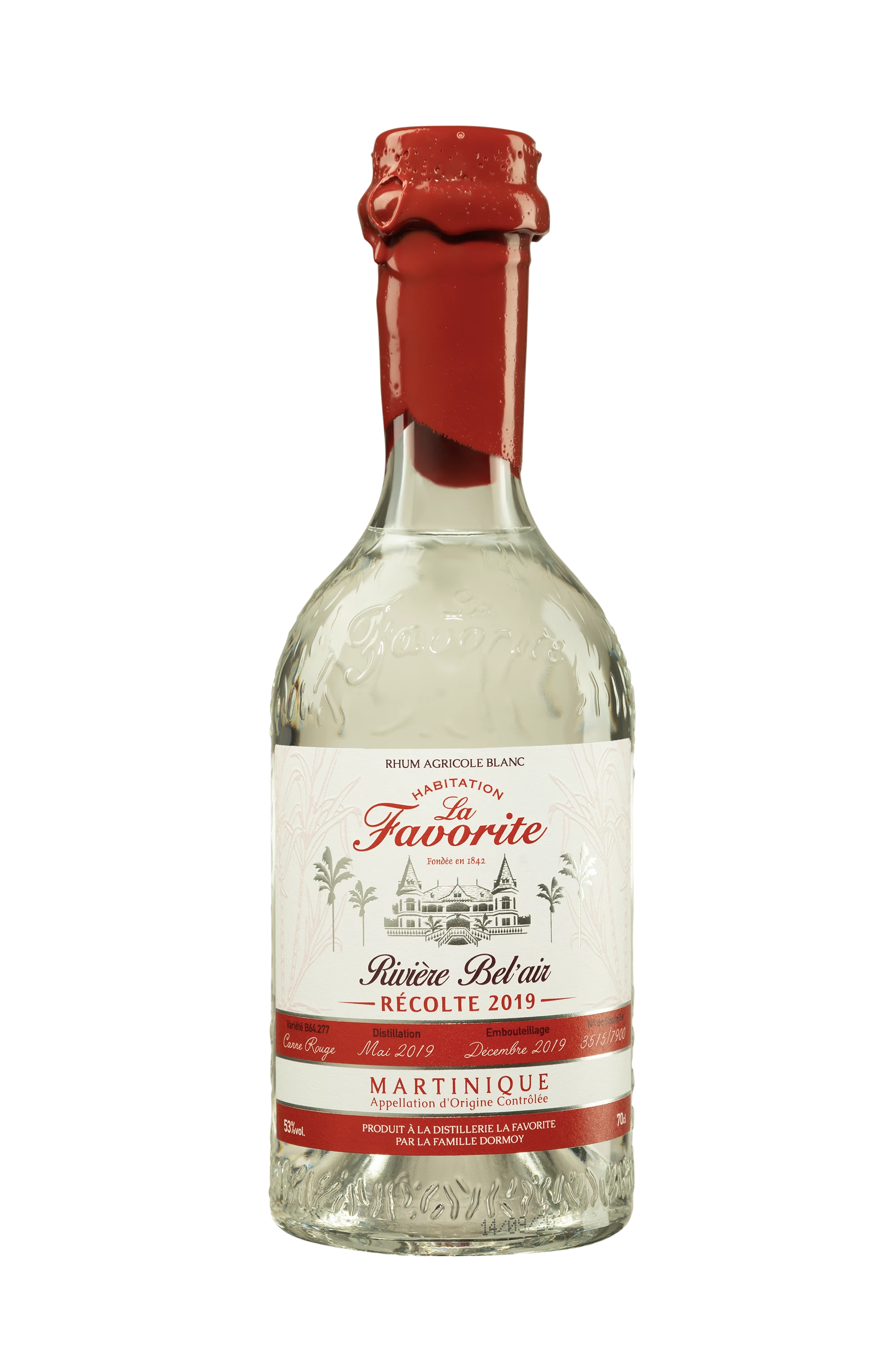 Habitation La Favorite - Rhum Agricole de Martinique "Rivière Bel'Air - Récole 2019" Blanc 53°, 70cl