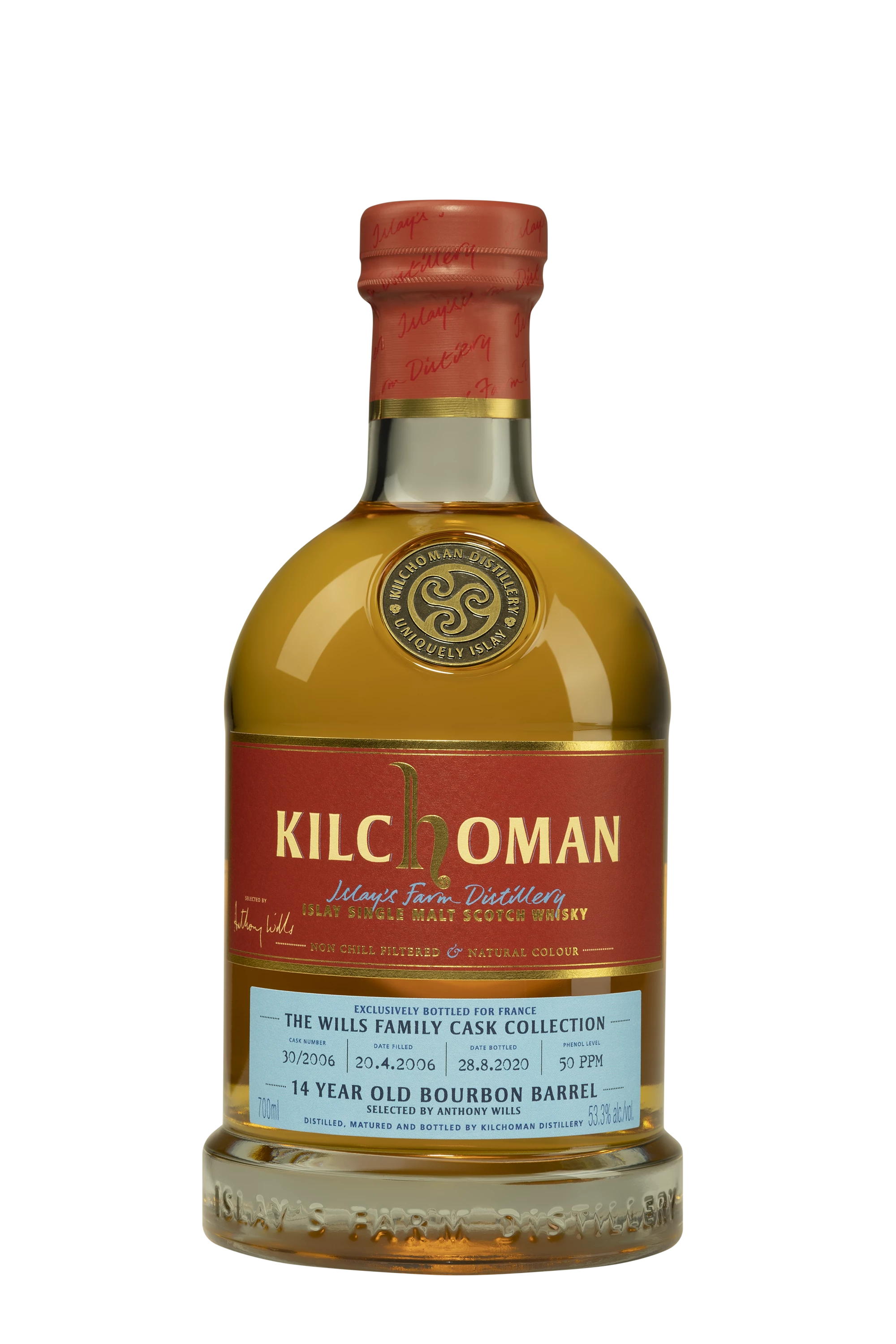 Kilchoman - Single Malt Scotch Whisky "14 Ans Family Cask Collection - Bourbon Barrel Single Cask Selected by Anthony Wills - French Connections" 2006 53.3°, 70cl