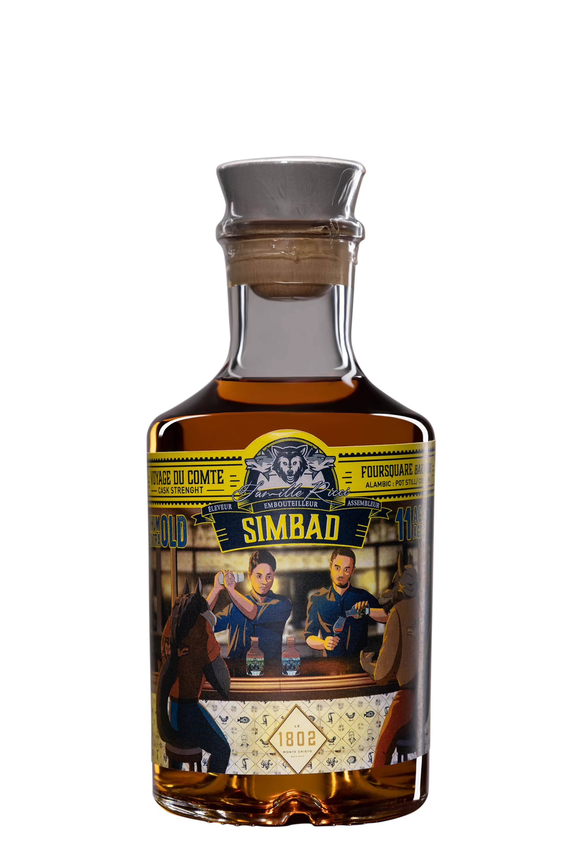 Famille Ricci - Molasses Rhum "Voyage du Comte - 11 Ans Simbad" Brun 62°, 50cl