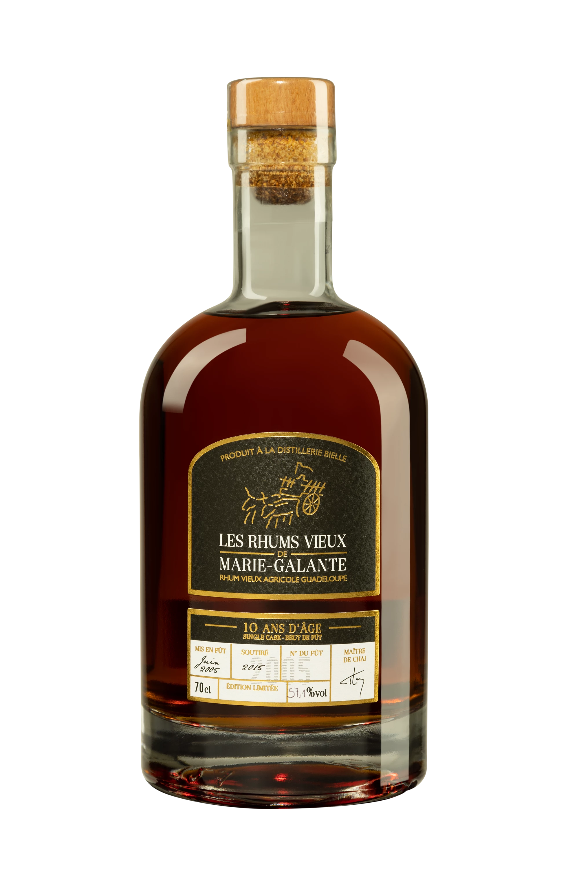 Bielle - Rhum Vieux Agricole de Guadeloupe "10 Ans - Brut de Fût" Brun 2005 57.1° Giftbox, 70cl