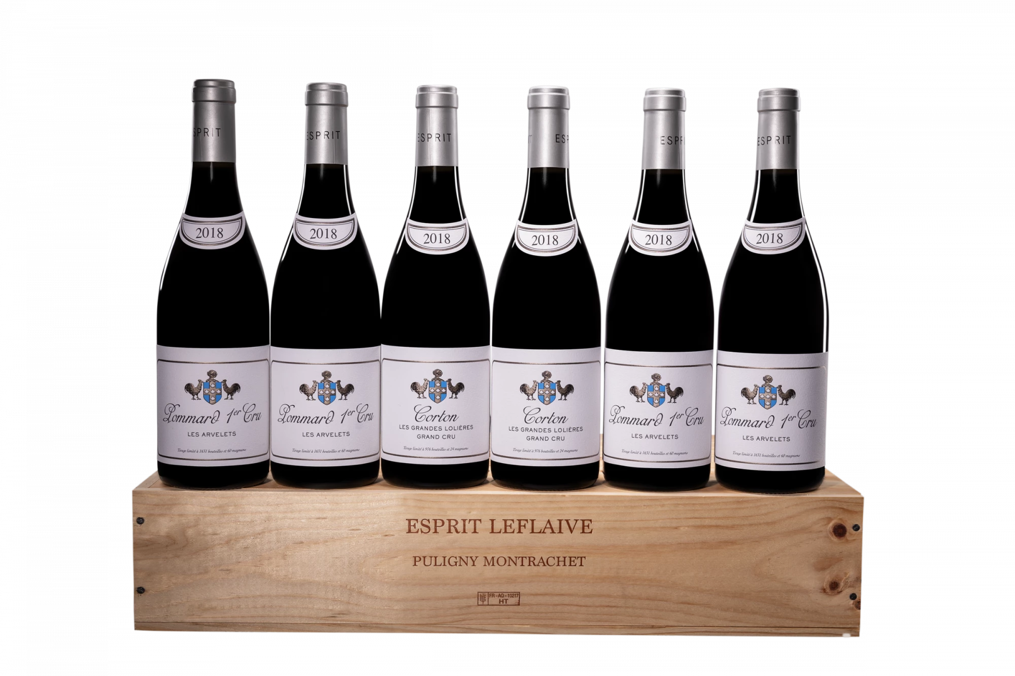 Esprit Leflaive - Pommard, Cotron "Caisse Assortiment "2 x Corton Les Grandes Lolières Grand Cru Rouge 2018 - 4 x Pommard 1er Cru Les Arvelets Rouge 2018"" 2018 13°, 450cl