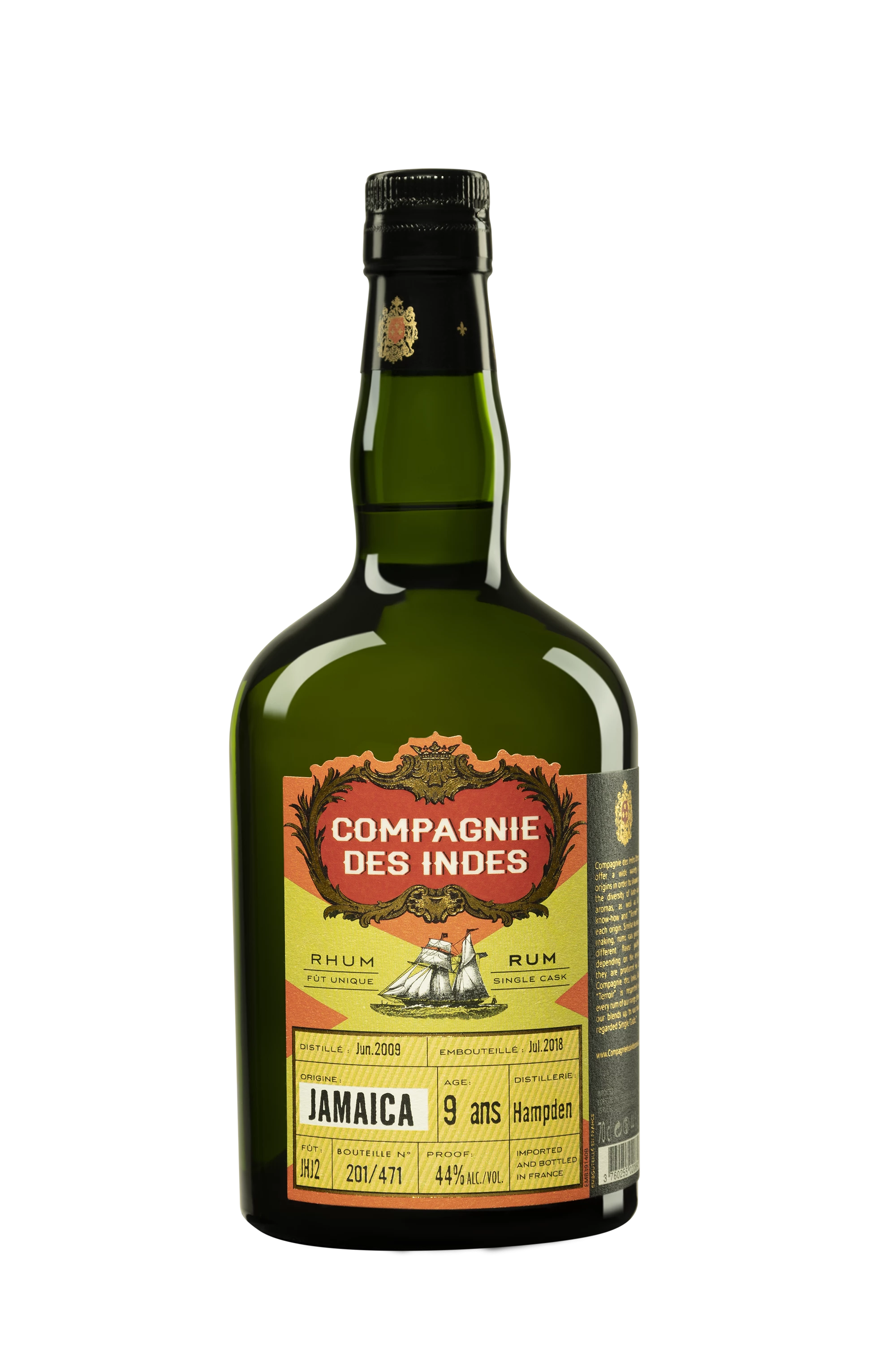 Compagnie des Indes - Molasses Jamaican Rhum "9 Ans Hampden" Brun 2009 44° Giftbox, 70cl