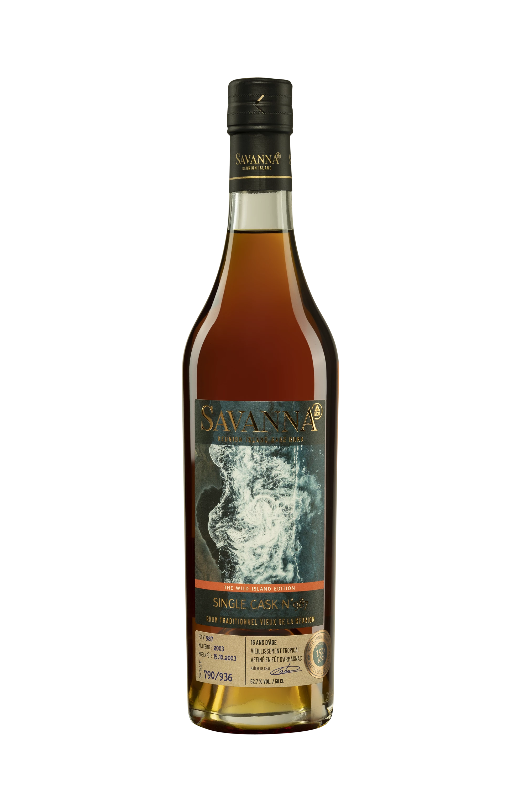 Savanna - Rhum Vieux de Mélasse de la Réunion "16 Ans Single Cask #987 - La Plage" Brun 2003 52.7° Giftbox, 50cl