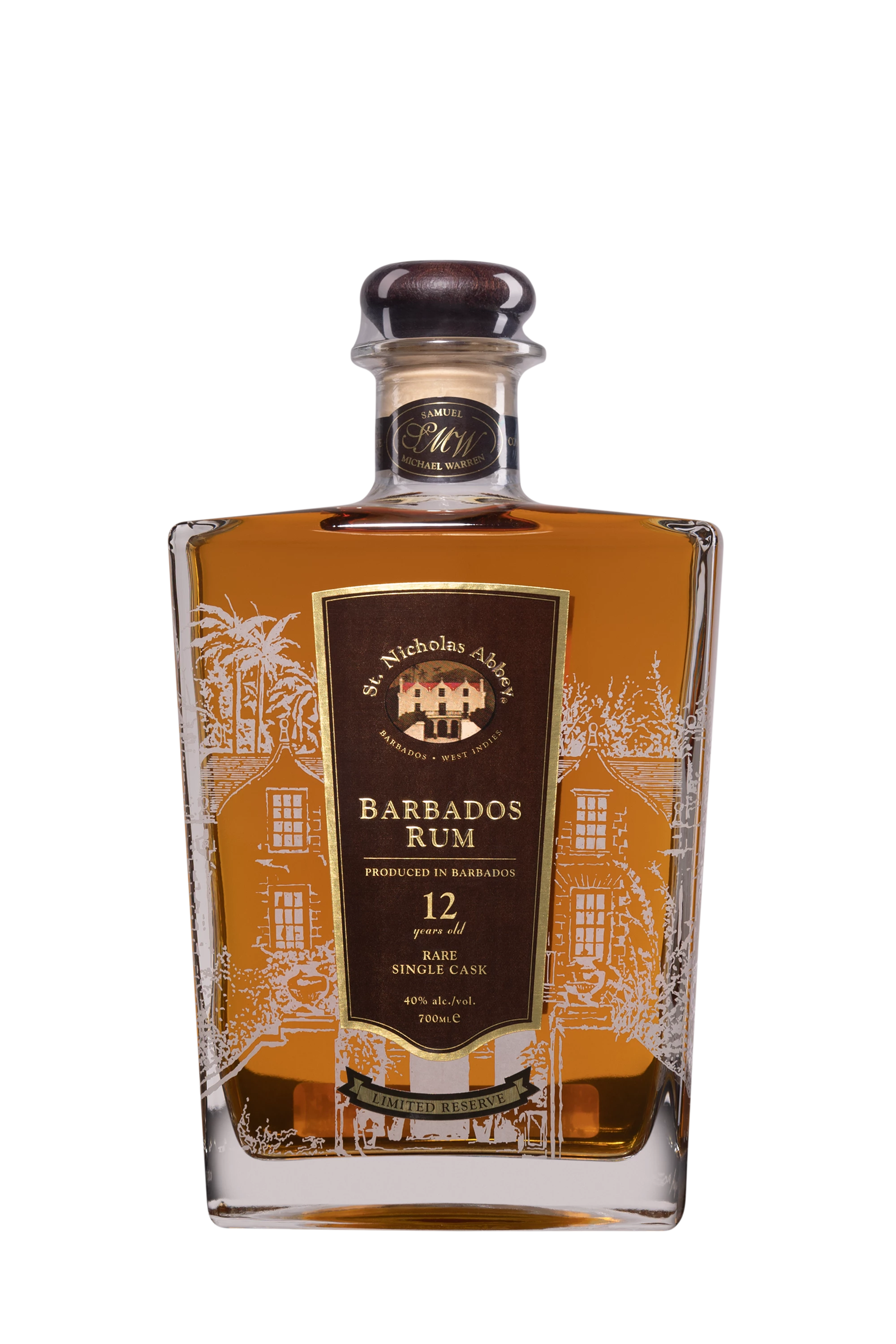 Saint Nicholas Abbey - Molasses Barbados Rhum "12 Ans - Single Cask" Brun 40°, 70cl