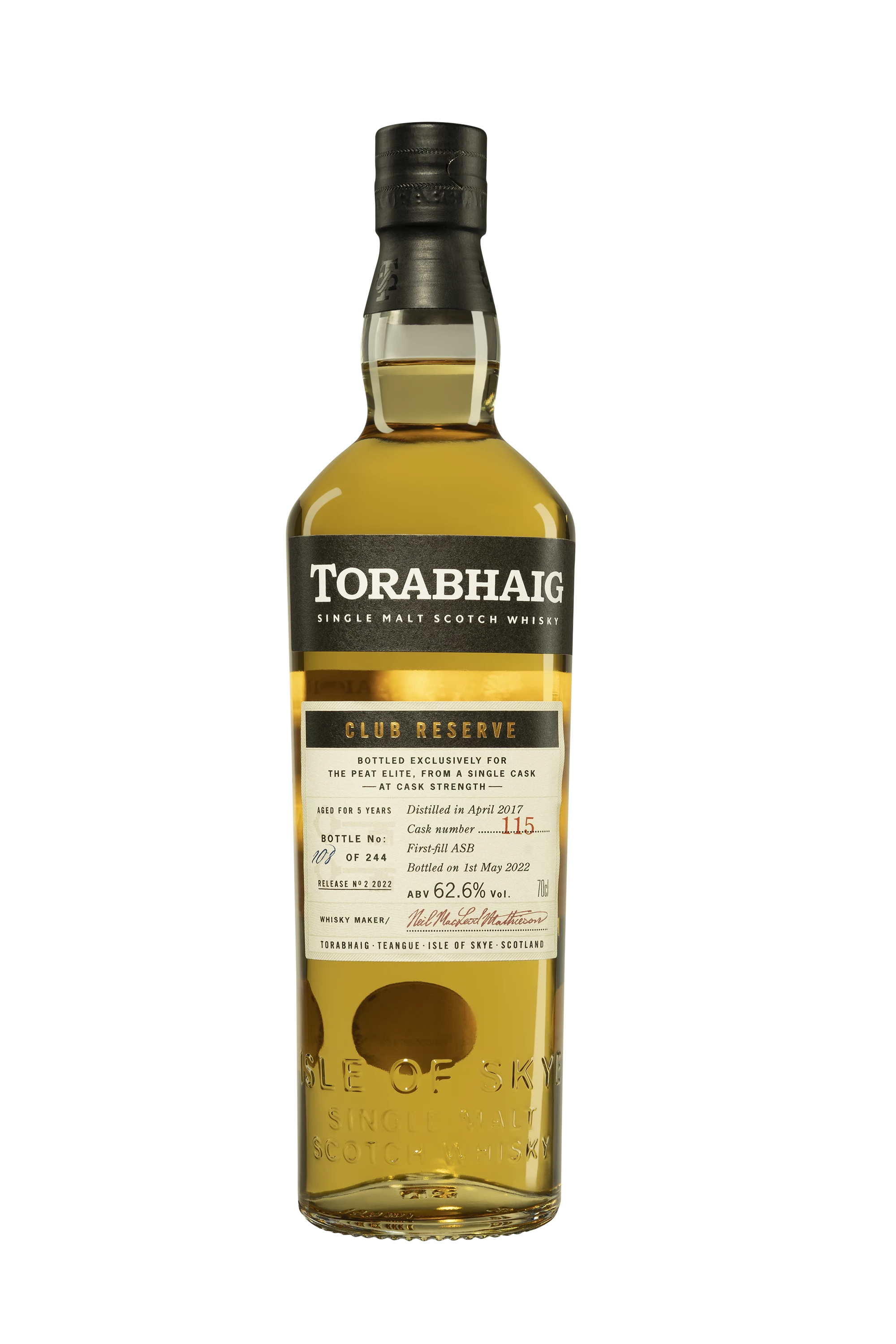 Torabhaig - Single Malt Scotch Whisky "5 Ans Club Reserve - The Peat Elite - Single Cask #115 " 2017 62.6°, 70cl