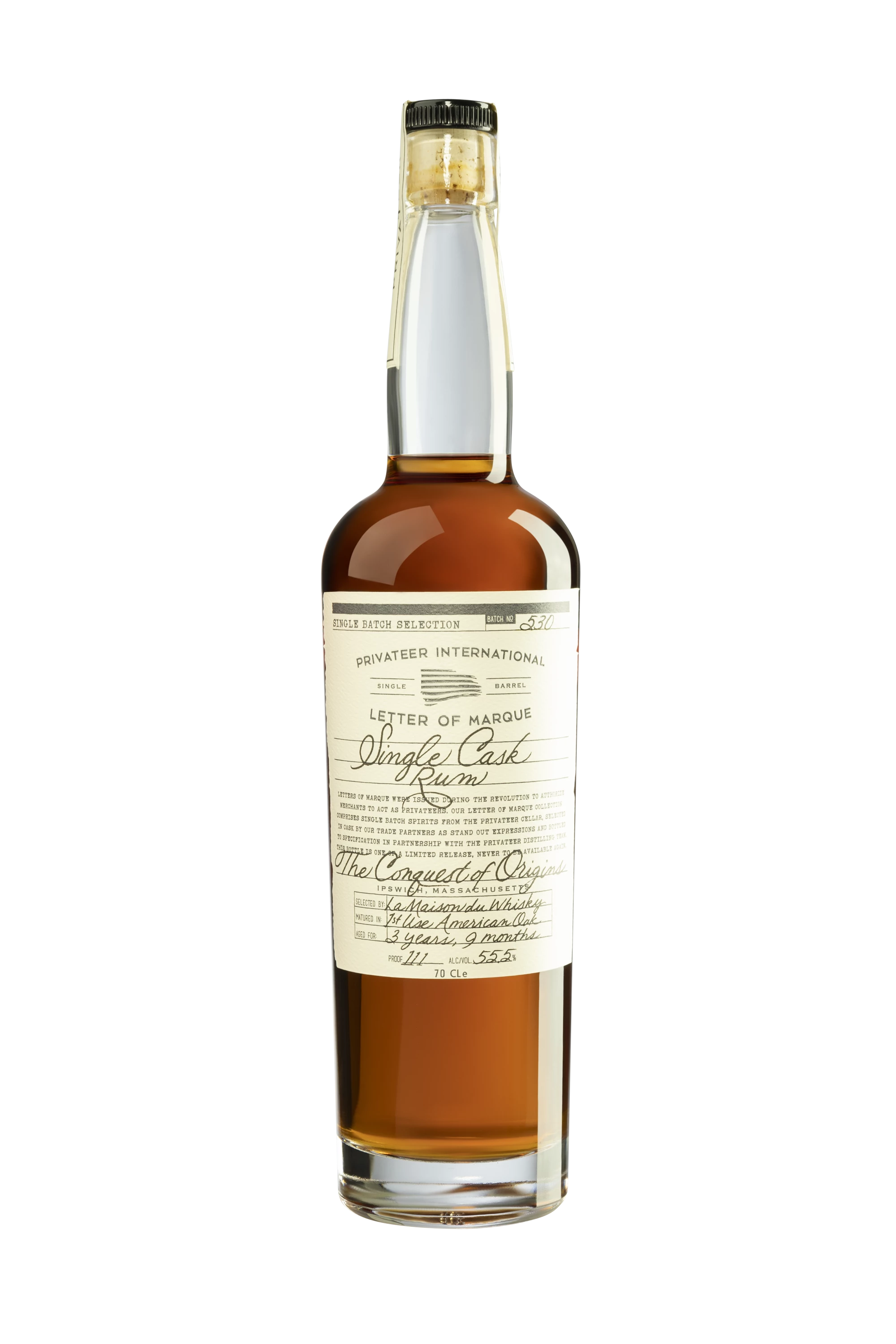Privateer - Molasses American Rhum "Single Cask P530 - France Conquête" Brun 55.5°, 70cl