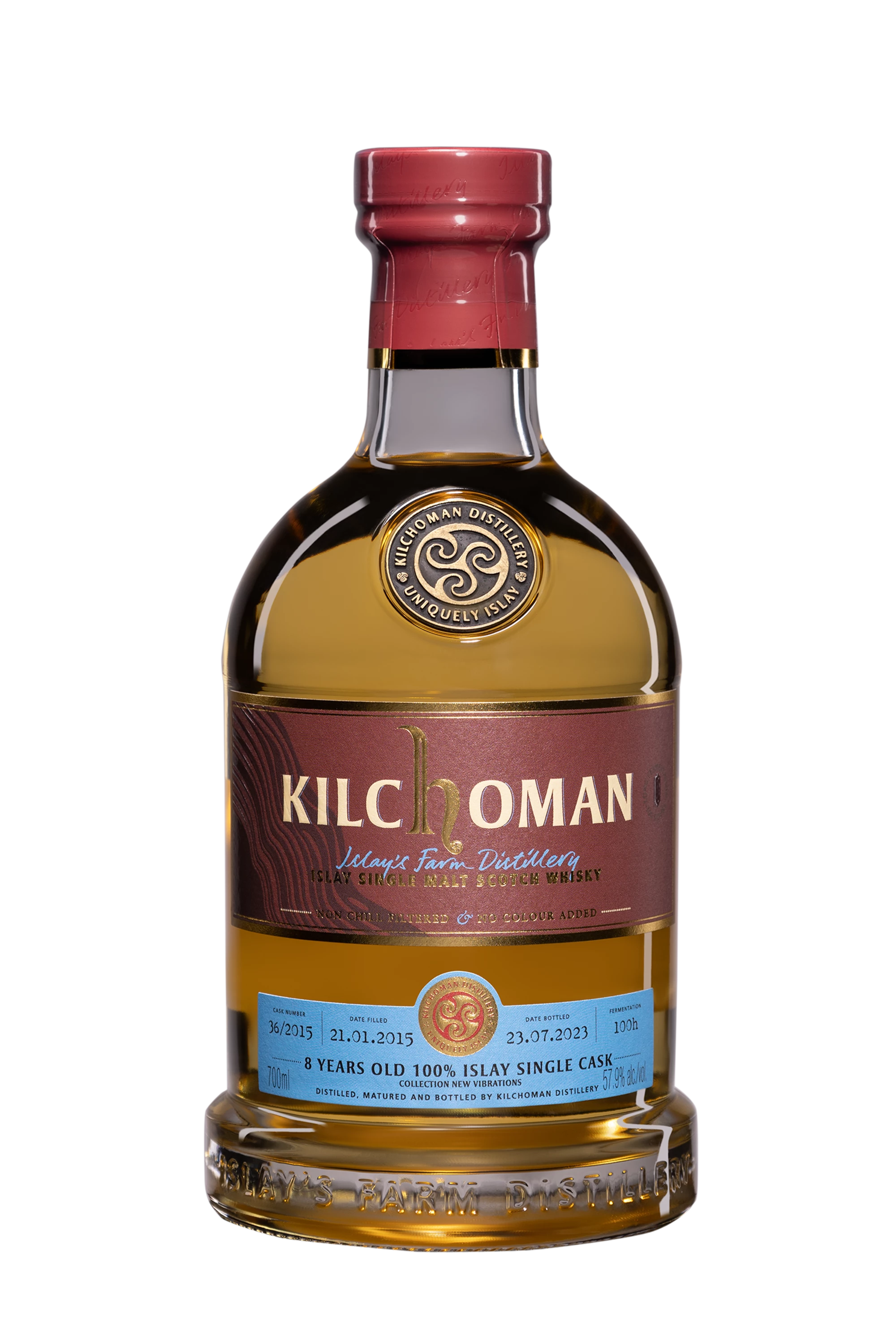 Kilchoman - Single Malt Scotch Whisky "8 Ans 100% Islay Barley Fermentation 100h - Bourbon Barrel Single Cask - New Vibrations" 2015 57.9°, 70cl