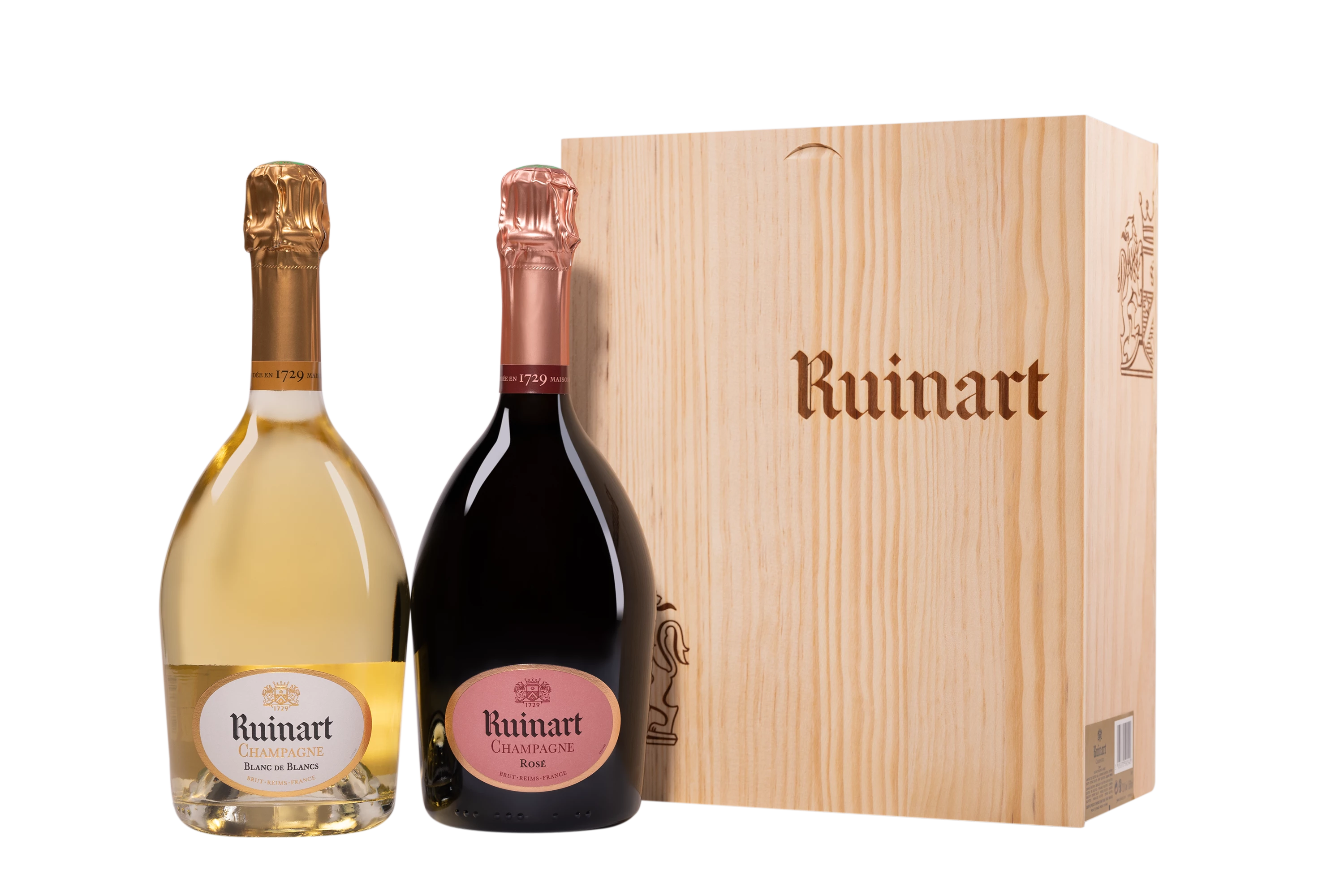 Maison Ruinart - Caisse Assortiment Brut "1 x Champagne Brut Blanc de Blancs Blanc - 1 x Champagne Brut Rosé" NV 12.5° Giftbox, 150cl