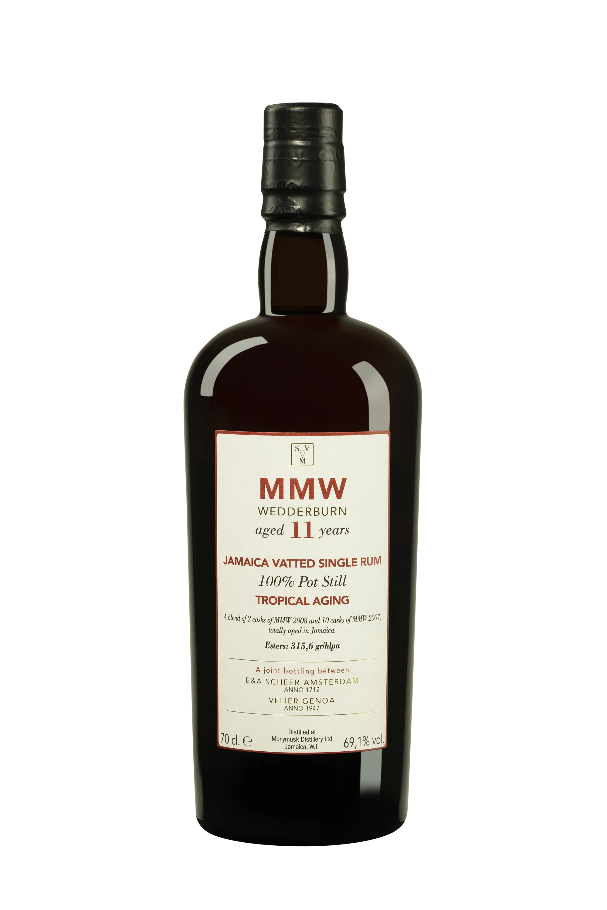 E&A Scheer & Vélier - Molasses Jamaican Rhum "11 Ans Monymusk - MMW Blend Wedderburn - Tropical Aging" Brun 69.1° Giftbox, 70cl