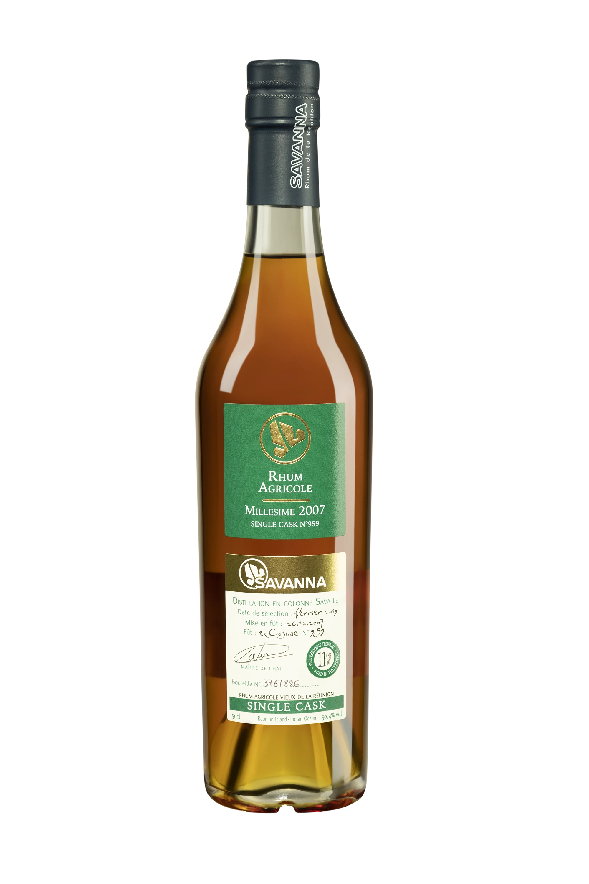 Savanna - Rhum Agricole de la Réunion "11 Ans - Single Cask Ex Cognac #959" Brun 2007 50.4° Giftbox, 50cl