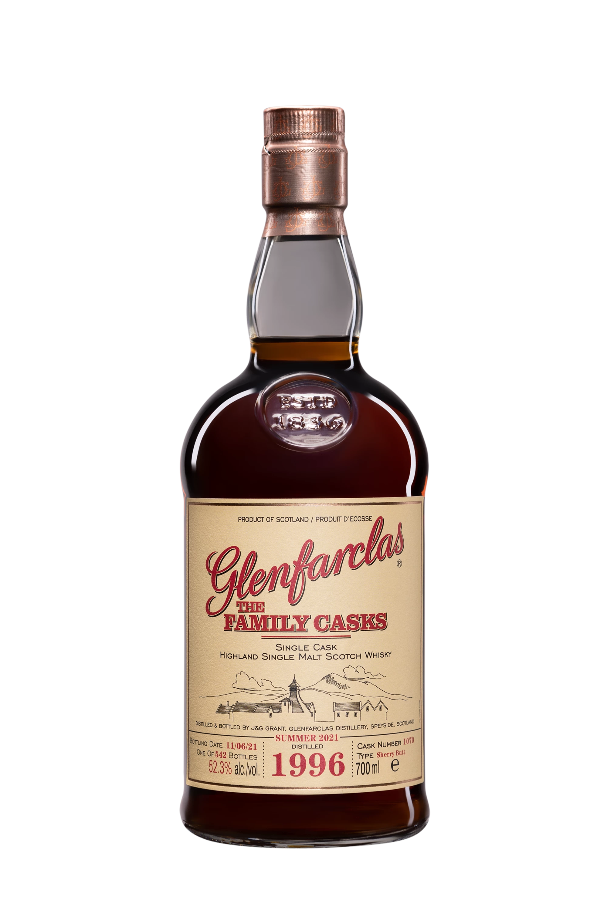 Glenfarclas - Single Malt Scotch Whisky "24 Ans - The Family Cask - Single Cask #1070" 1996 52.3° Giftbox, 70cl