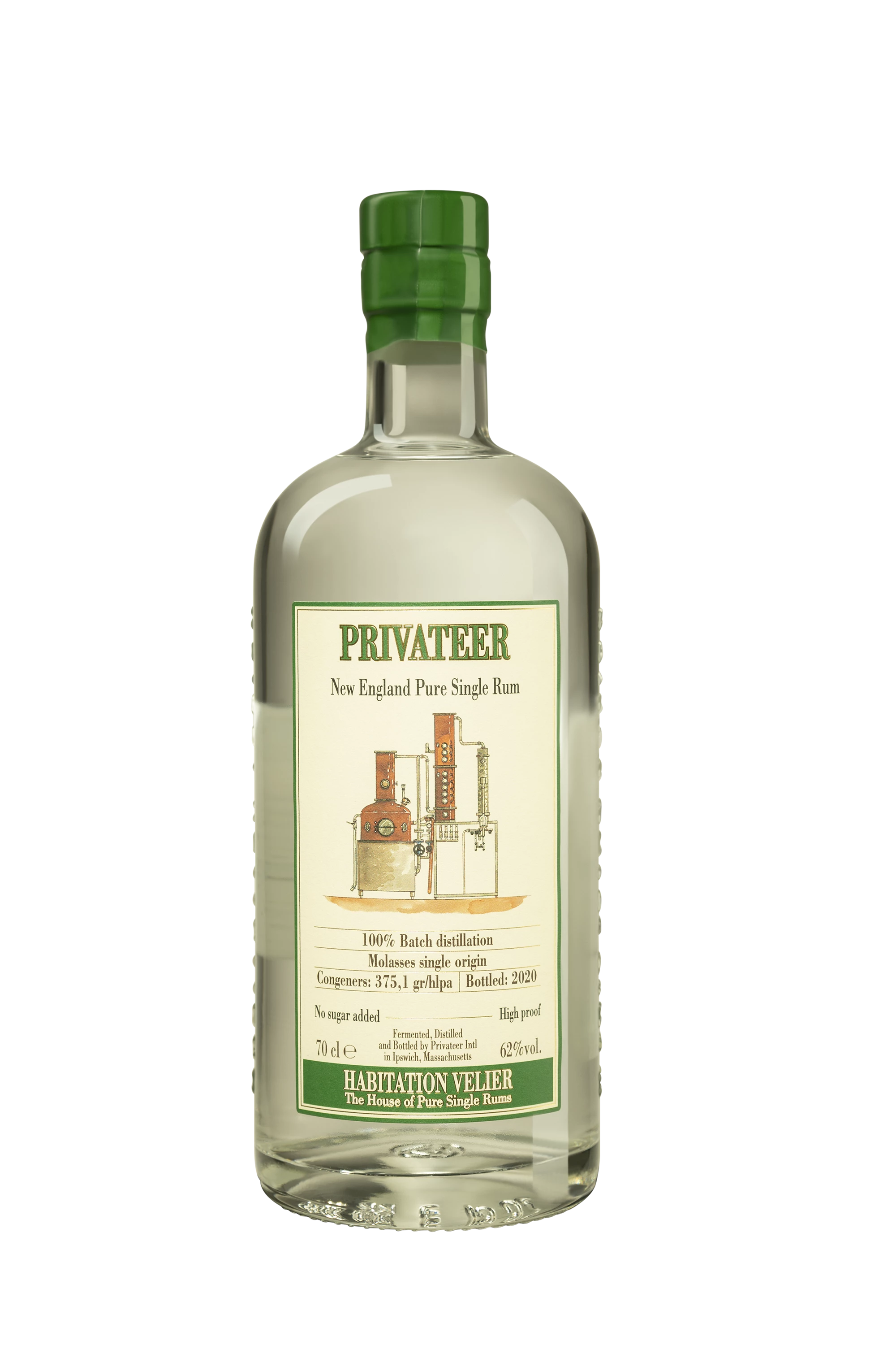 Habitation Vélier - Molasses American Rhum "Privateer" Blanc 62°, 70cl
