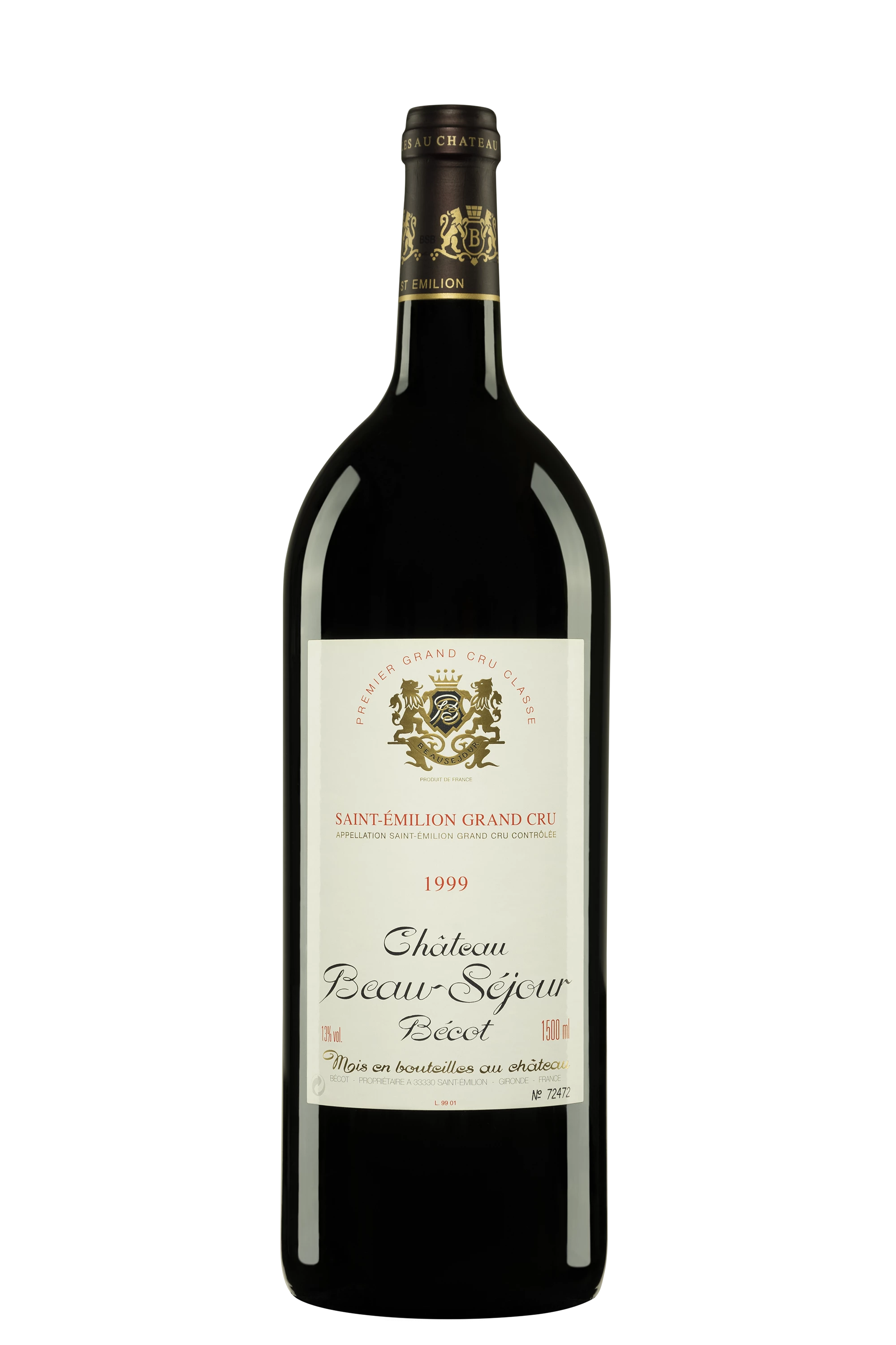 Château Beau-Séjour Bécot - Saint-Emilion 1er Grand Cru Classé B Rouge 1999 13°, 150cl