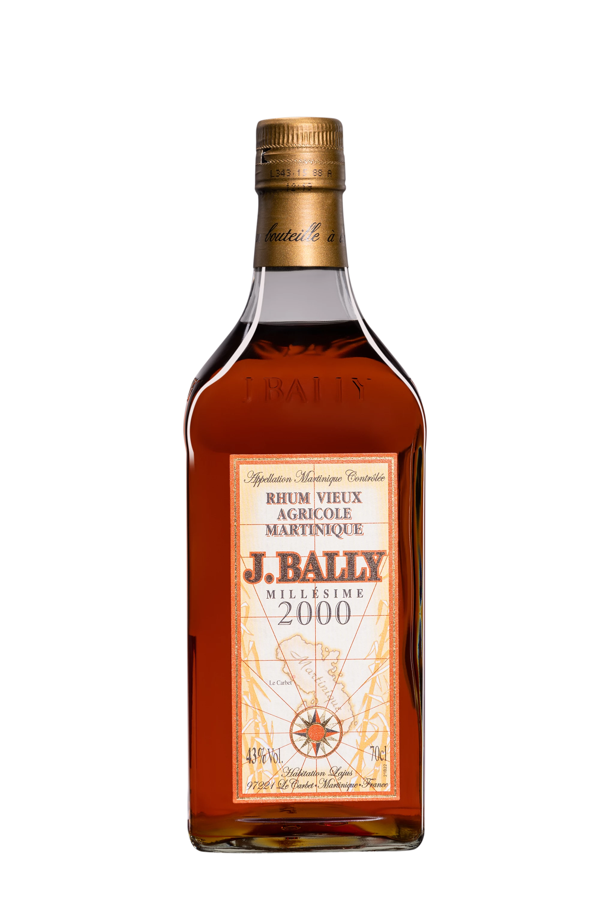 J. Bally - Rhum Vieux Agricole de Martinique "Millésime" Brun 2000 43° Giftbox, 70cl