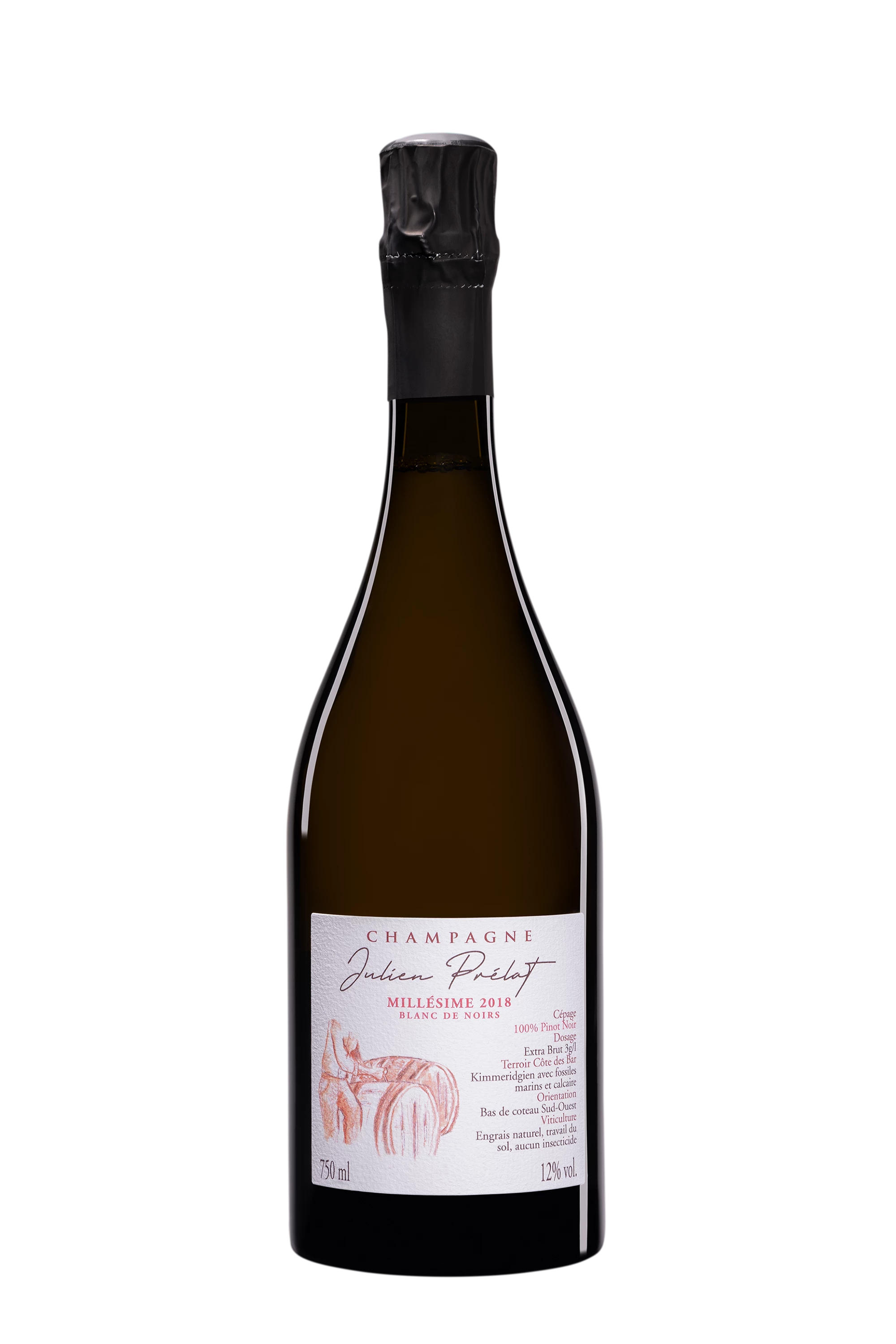 Domaine Julien Prélat - Champagne Extra-Brut Blanc de Noirs Millésimé Blanc 2018 Dégorgement 03.2023 12°, 75cl