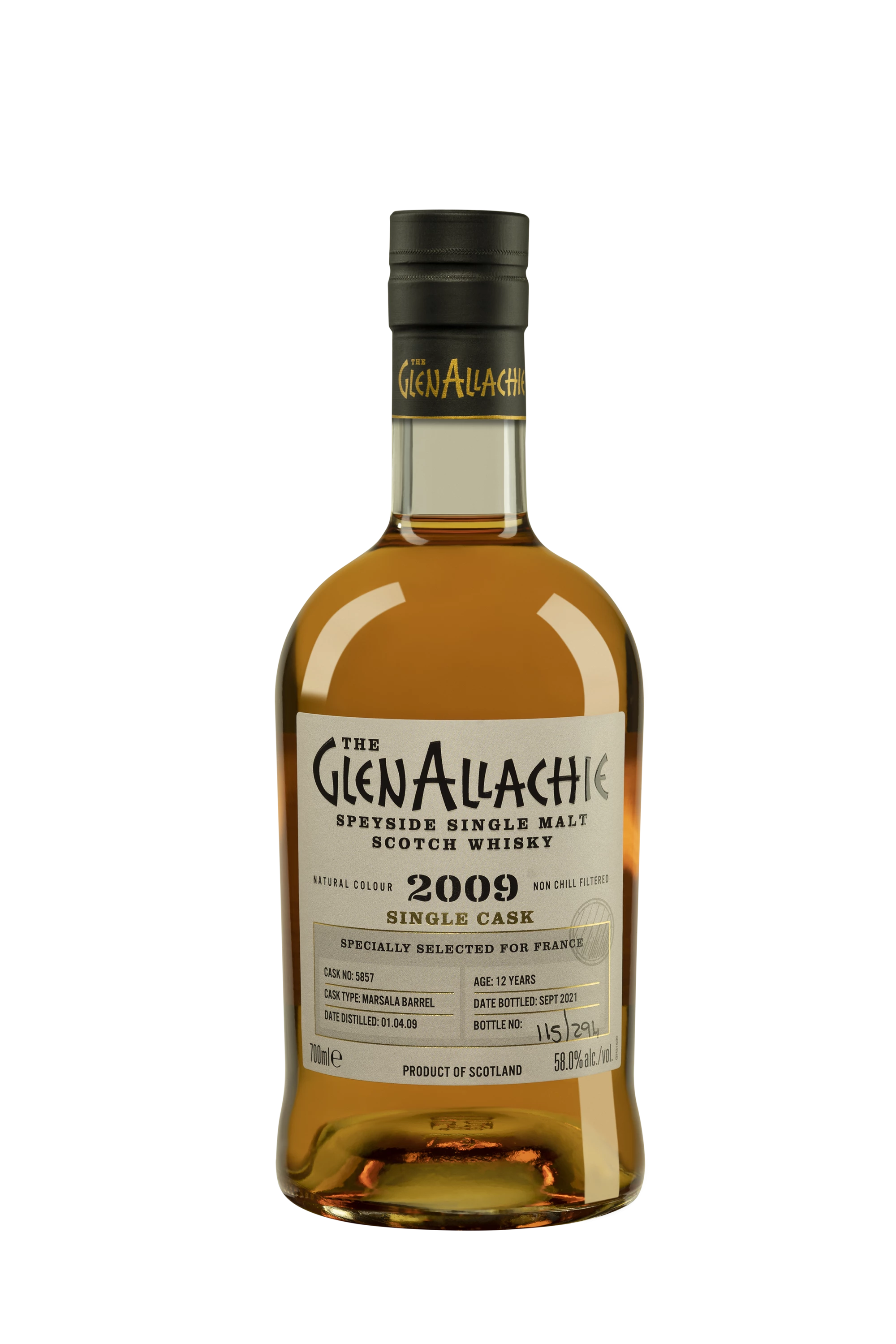 Glenallachie - Single Malt Scotch Whisky "12 Ans - Marsala Single Cask #5857 - Specially Selected for France" 2009 58° Giftbox, 70cl