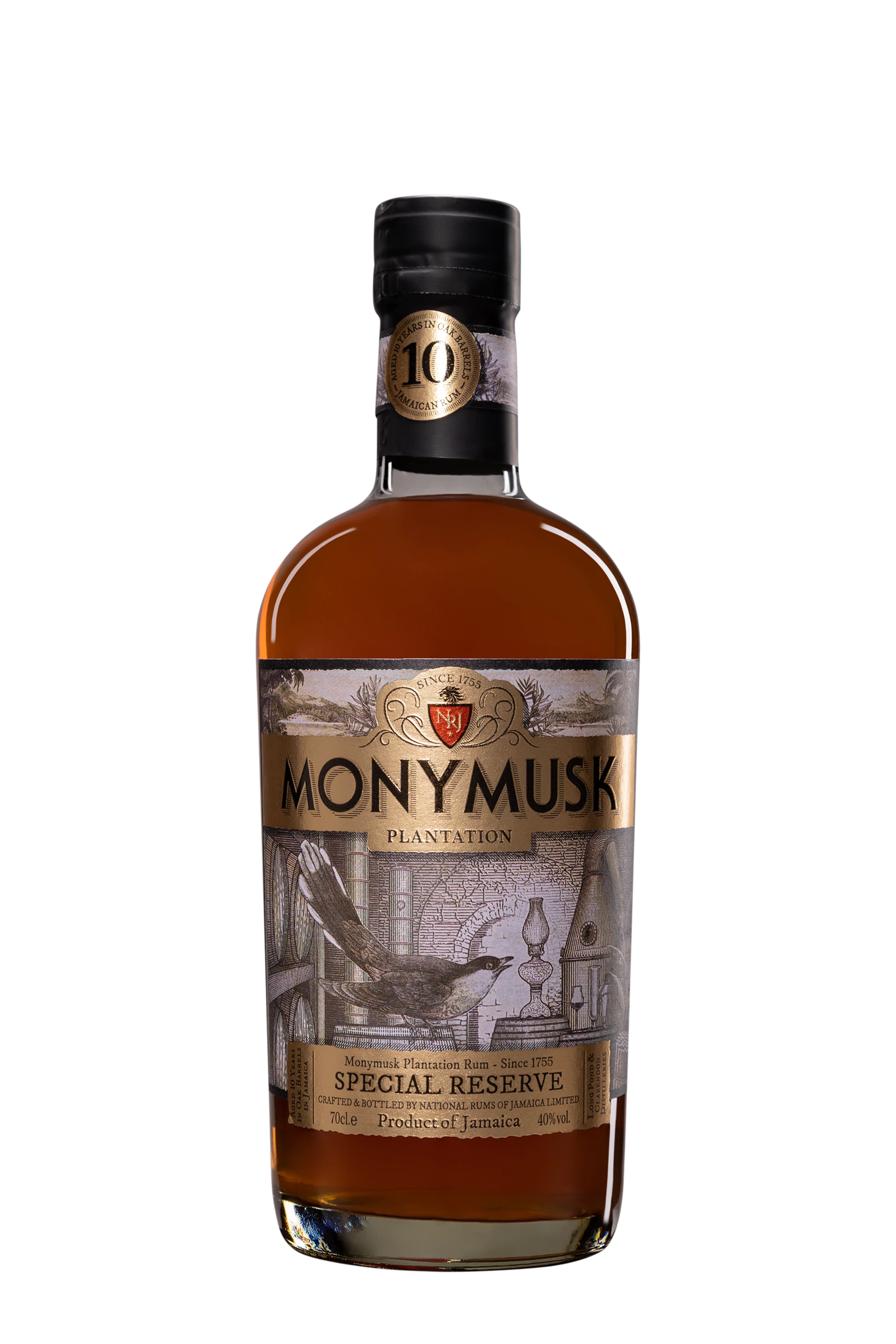 National Rums of Jamaica - Molasses Jamaican Rhum "10 Ans Monymusk - Special Reserve" Brun 40°, 70cl