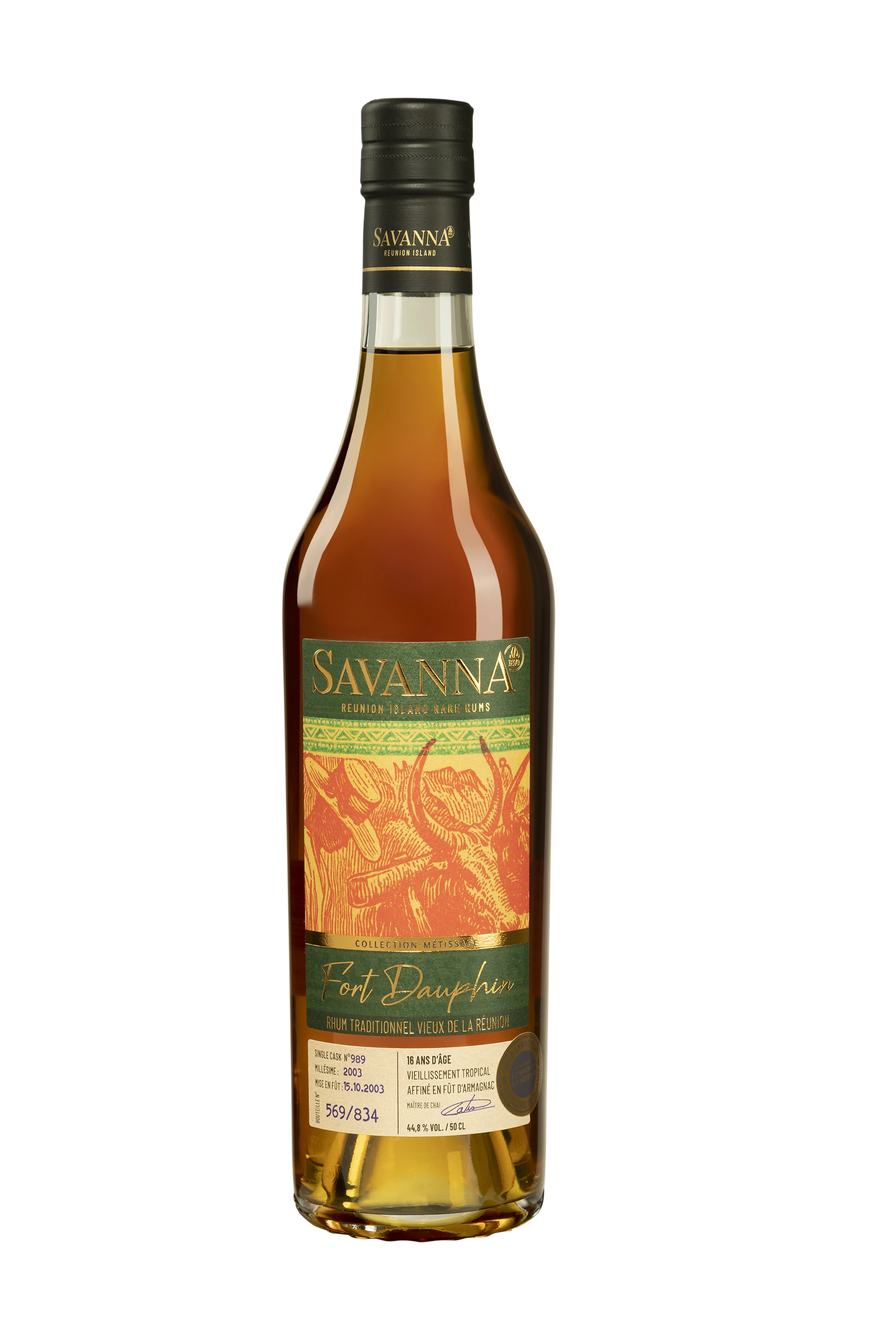 Savanna - Rhum Vieux de Mélasse de la Réunion "16 Ans Single Cask #989 - Fort Dauphin" Brun 2003 44.8° Giftbox, 50cl