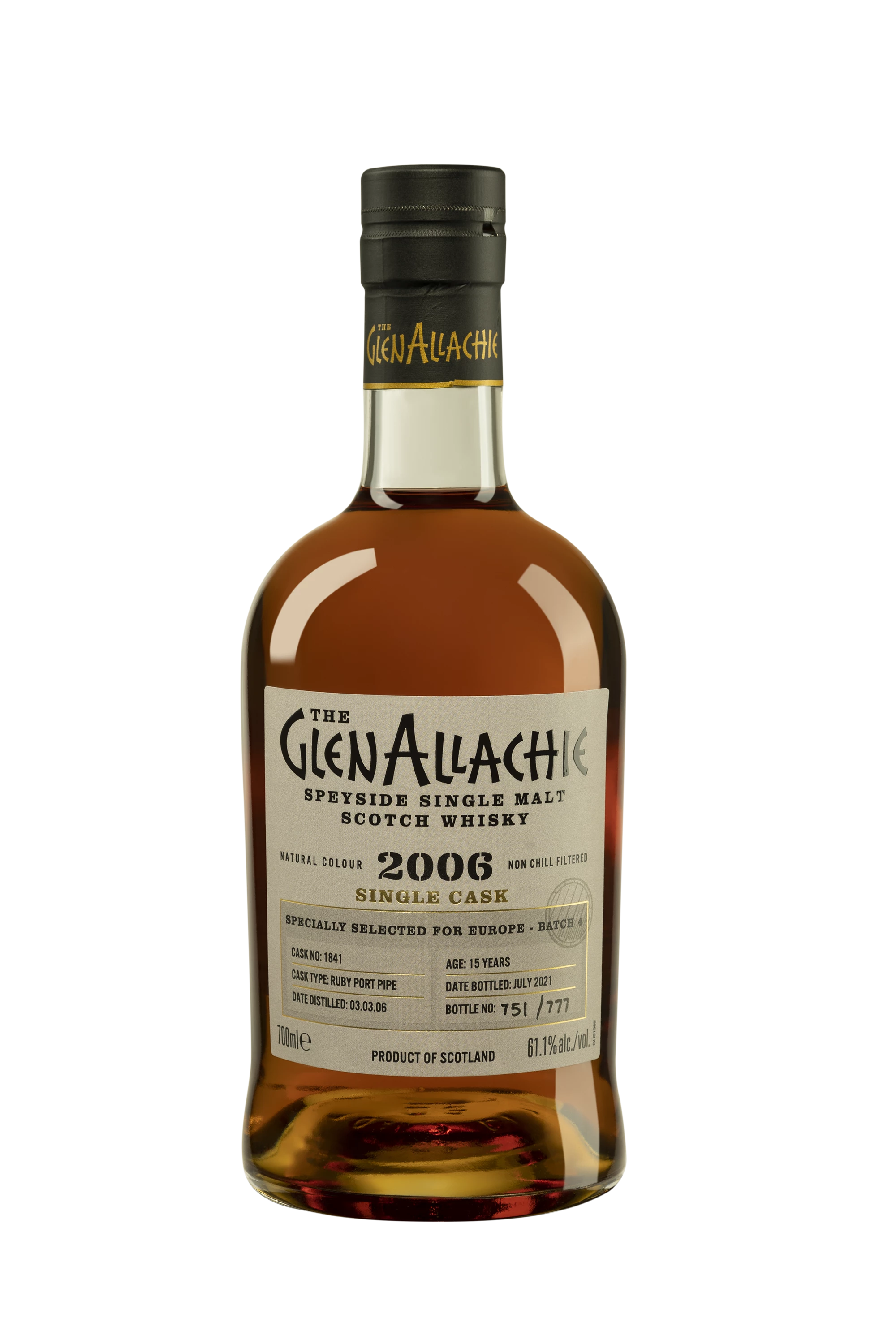 Glenallachie - Single Malt Scotch Whisky "15 Ans - Ruby Port Pipe Single Cask #1841" 2006 61.1° Giftbox, 70cl