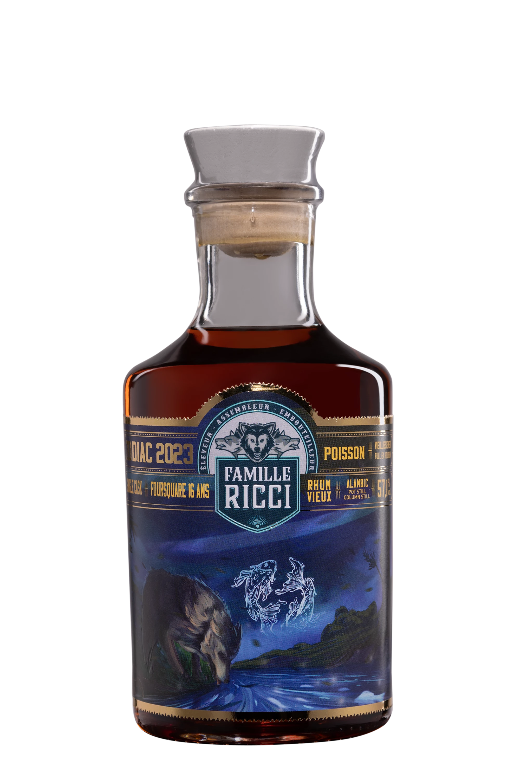 Famille Ricci - Molasses Barbados Rhum "Zodiac 2023 - Poisson" Brun 57.1° Giftbox, 50cl
