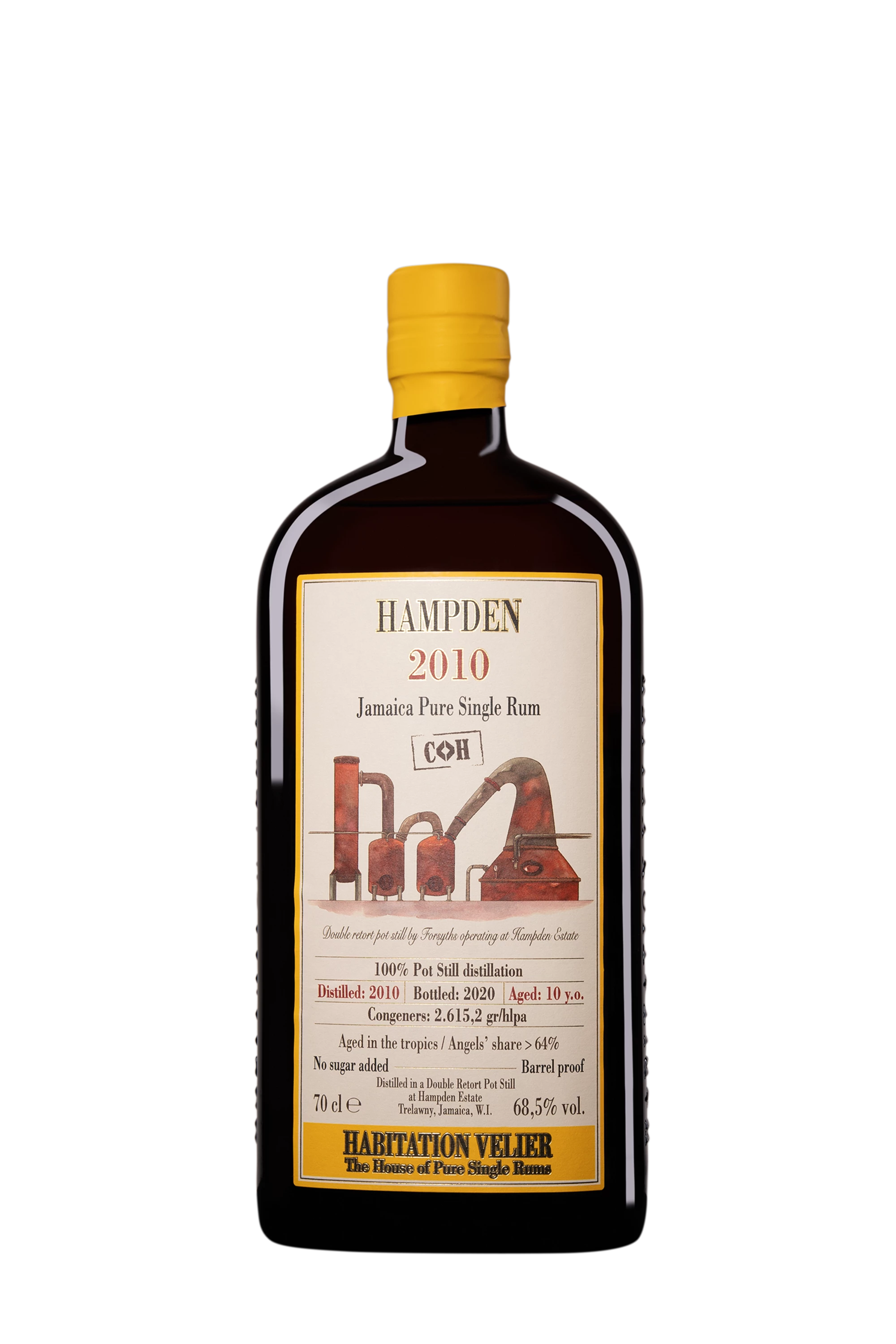 Habitation Vélier - Molasses Jamaican Rhum "10 Ans Hampden - C<>H" Brun 2010 68.5° Giftbox, 70cl