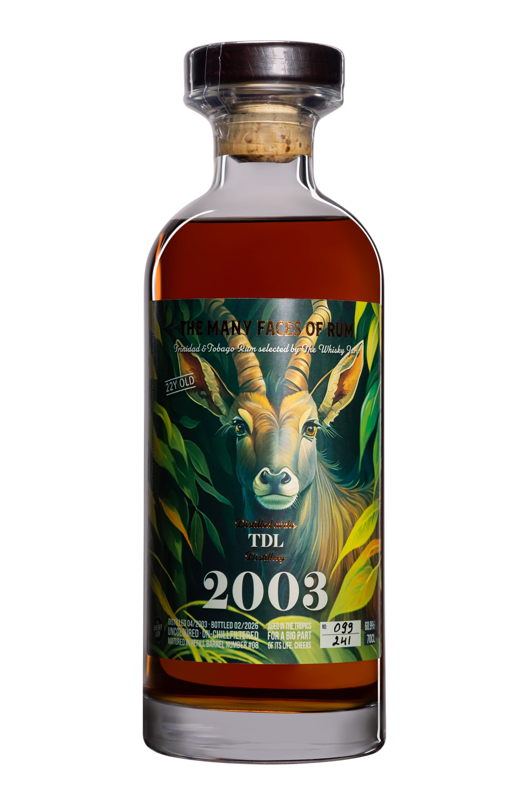 The Whisky Jury - Molasses Trinidadian Rhum "22 Ans Trinidad Distillers Limited Single Cask #8" Brun 2003 60.9°, 70cl
