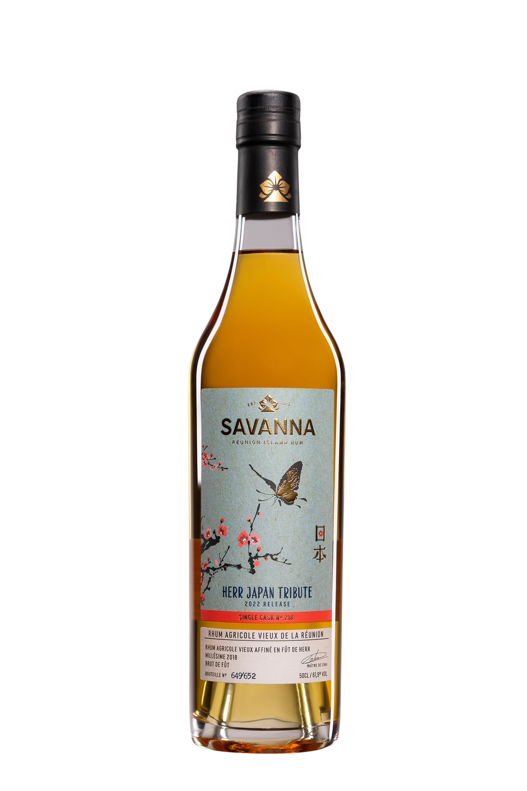 Savanna - Rhum de Mélasse de la Réunion "Herr Japan Tribute - Release 2022" Brun 61.9° Giftbox, 50cl