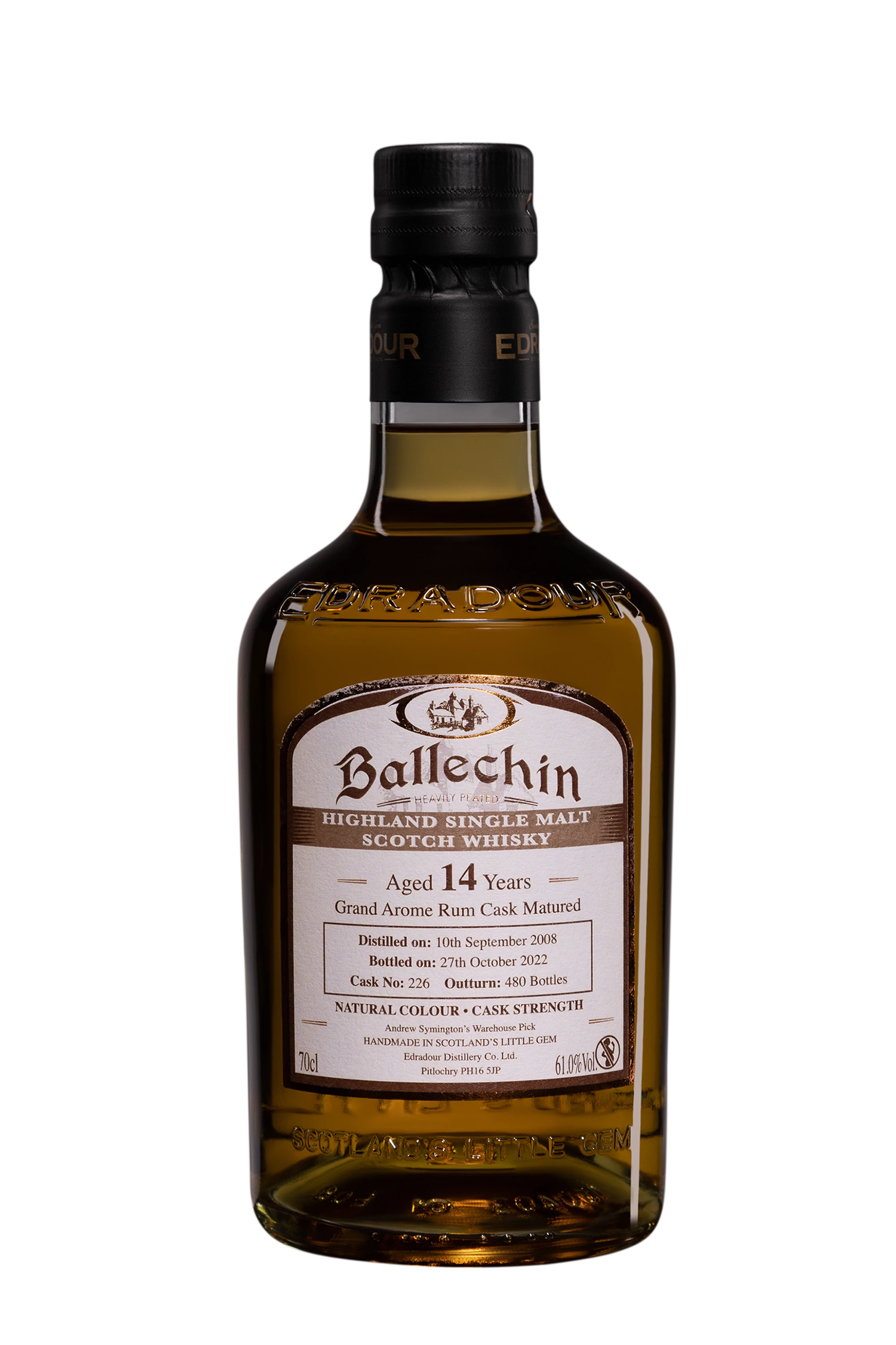 Edradour - Single Malt Scotch Whisky "14 Ans Ballechin - Grand Arôme Rum Cask Matured" 2008 61° Giftbox, 50cl