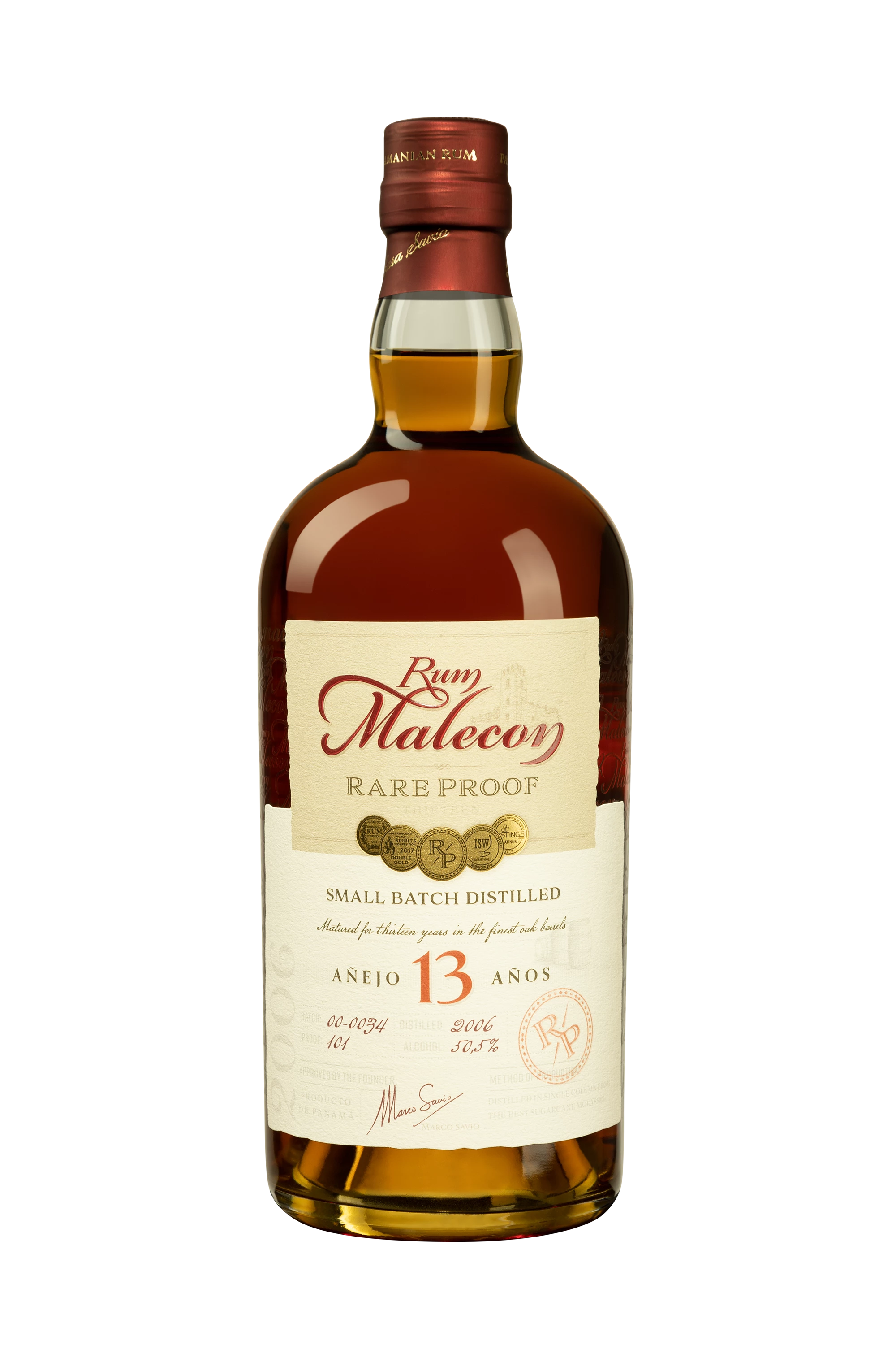 Rum Malecon - Molasses Panamanian  Rhum "13 Ans - Rare Proof" Brun 50.5° Giftbox, 70cl