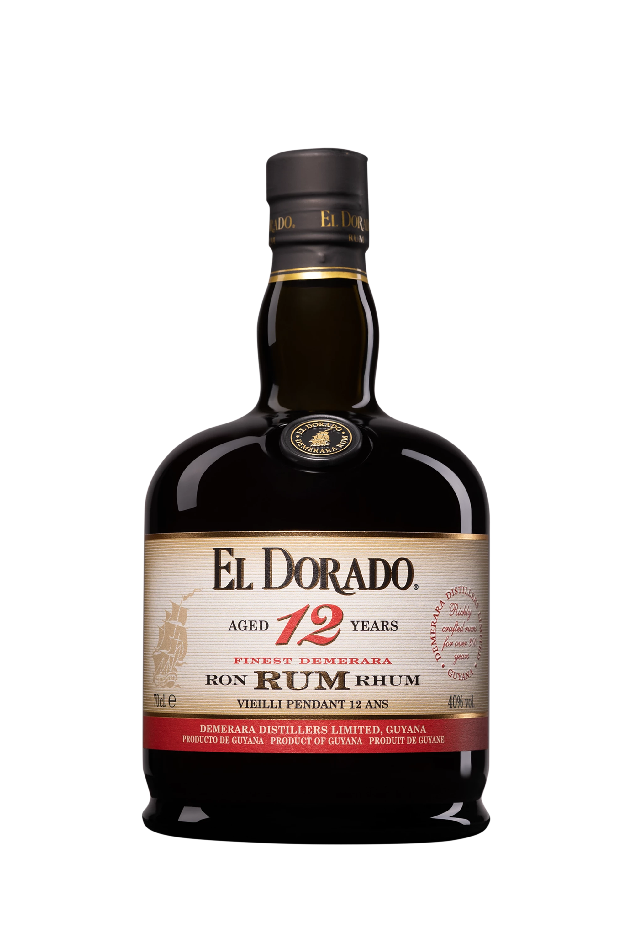 El Dorado - Molasses British Guyana Rhum "12 Ans" Brun  40°, 70cl