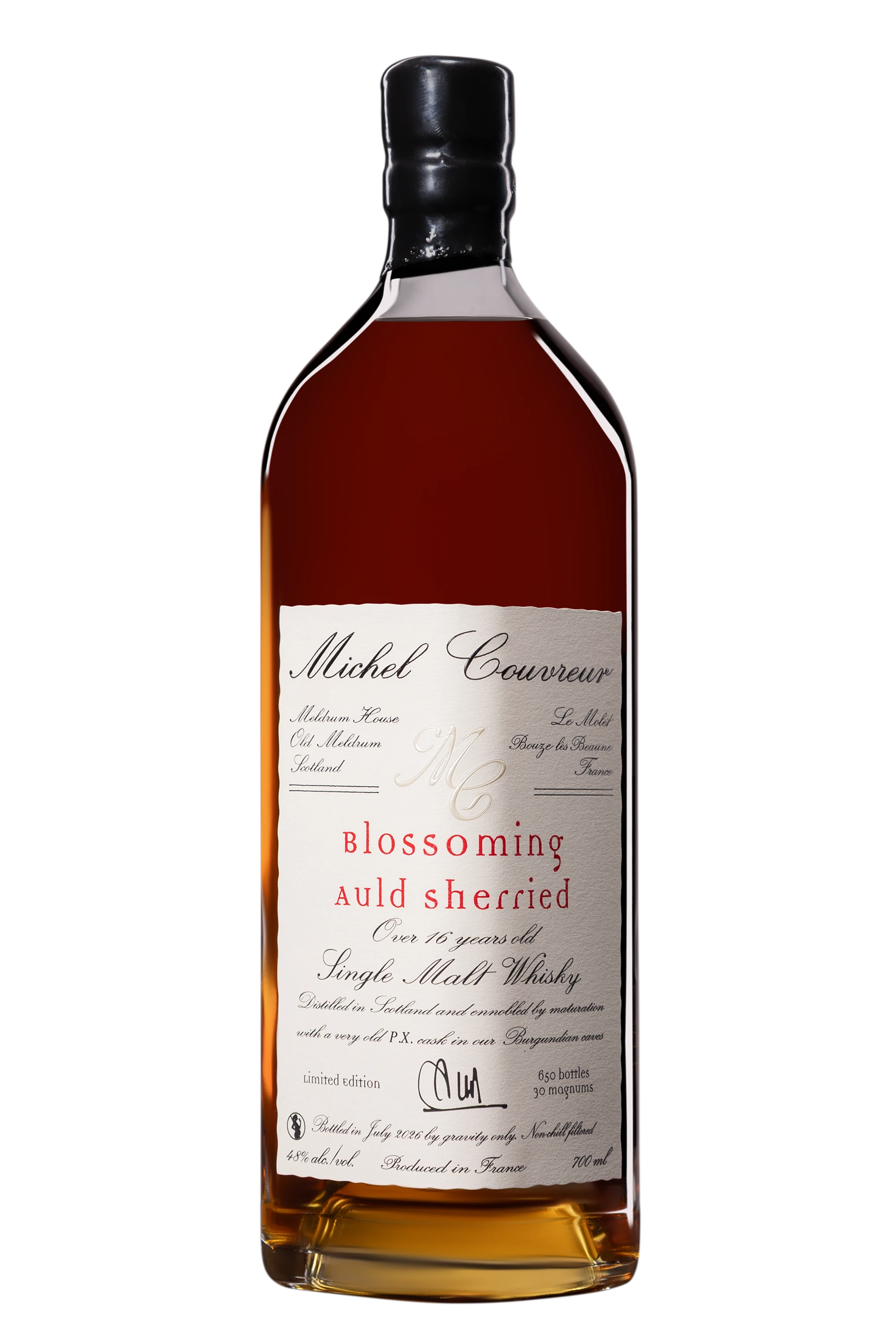 Michel Couvreur - Single Malt French Whisky "Blossoming Auld Sherried" Brun NV 48° Wooden case, 70cl