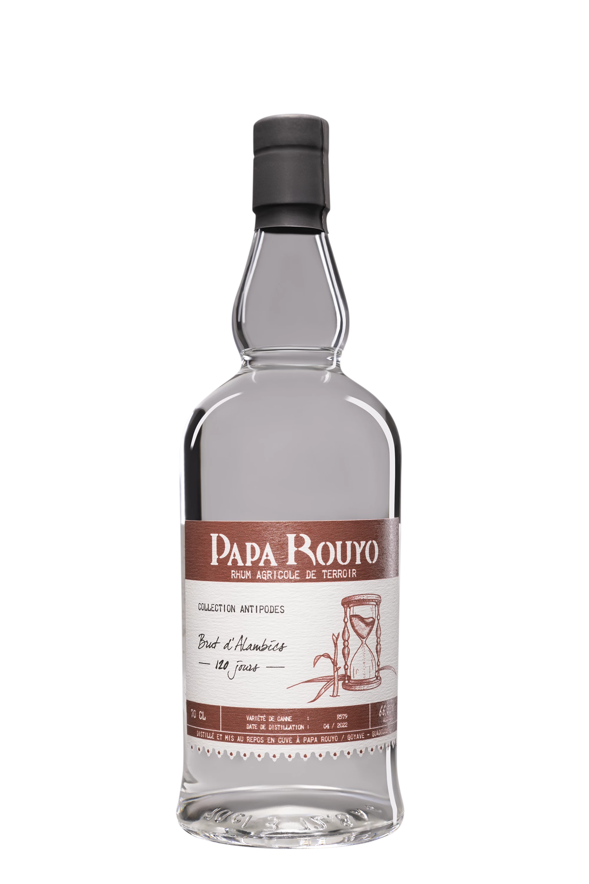 Papa Rouyo - Rhum Agricole de Guadeloupe "Brut d'Alambic - Antipodes" Blanc 66.5°, 70cl