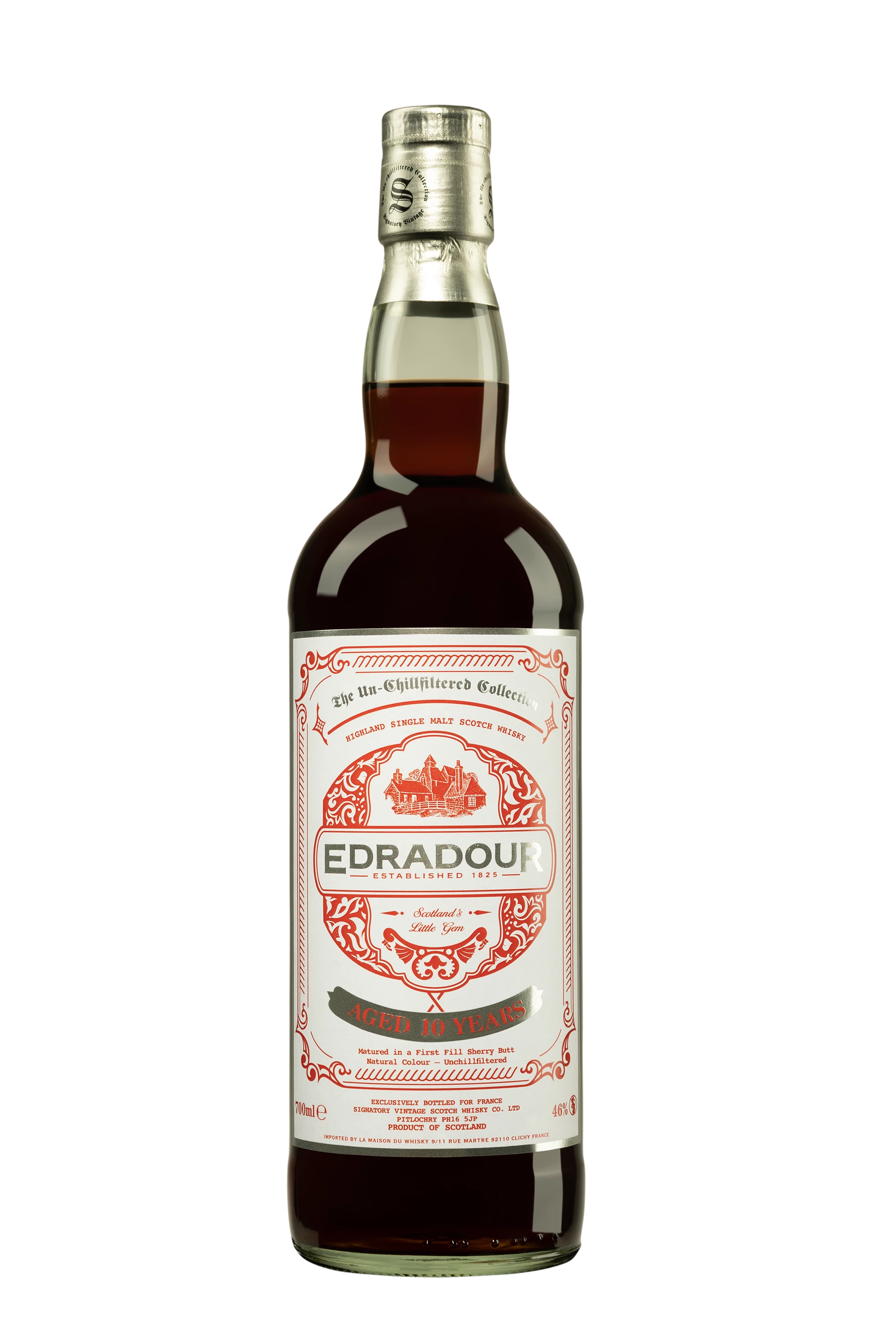 Edradour The Un-Chillfiltered Collection 13 Year Old, Sherry Cask, 2011, Signatory Vintage, 46% whisky bottle