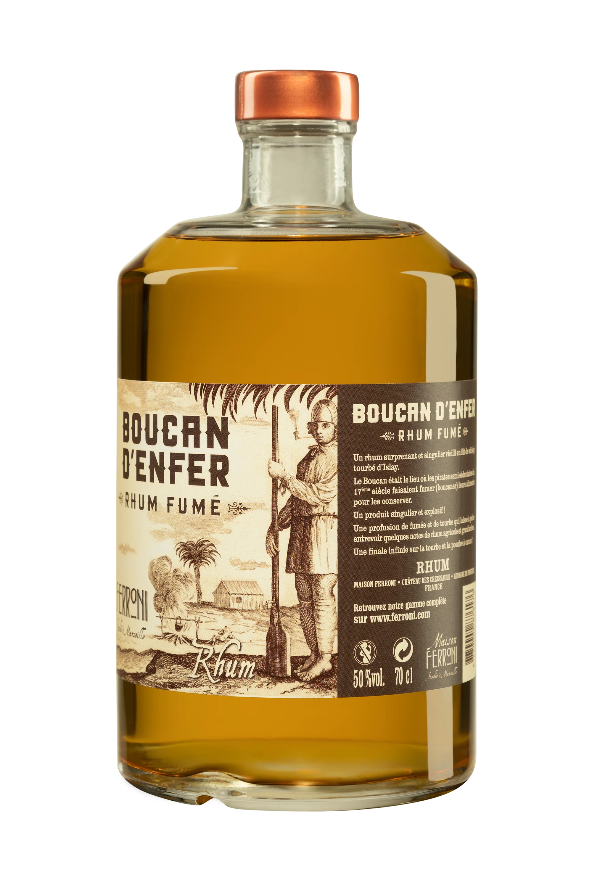 Ferroni - Pure Cane Juice Trinidadian Rhum "Boucan d'Enfer" Brun 50° Giftbox, 70cl
