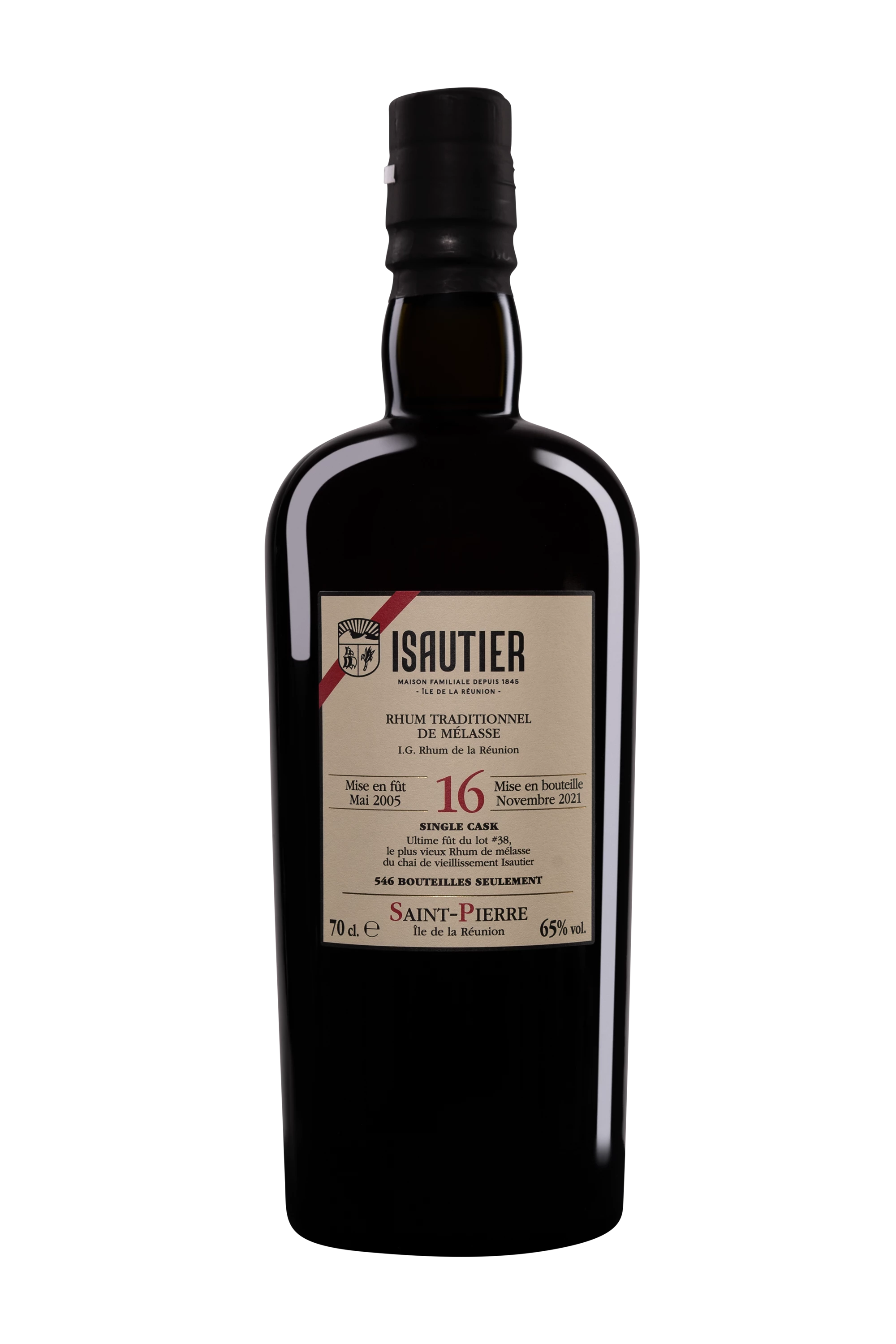 Vélier - Rhum Vieux de Mélasse de la Réunion "16 Ans Isautier" Brun 2005 65° Giftbox, 70cl