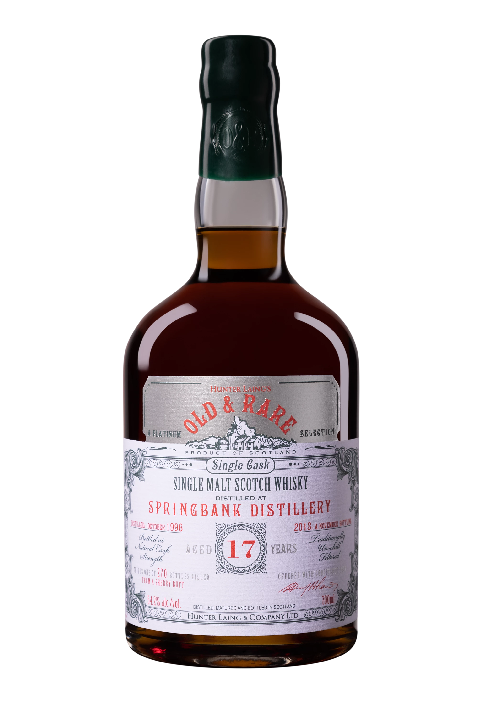 Hunter Laing - Single Malt Scotch Whisky "17 Ans Springbank - Old & Rare - A Platinum Selection" 1996 54.2°, 70cl