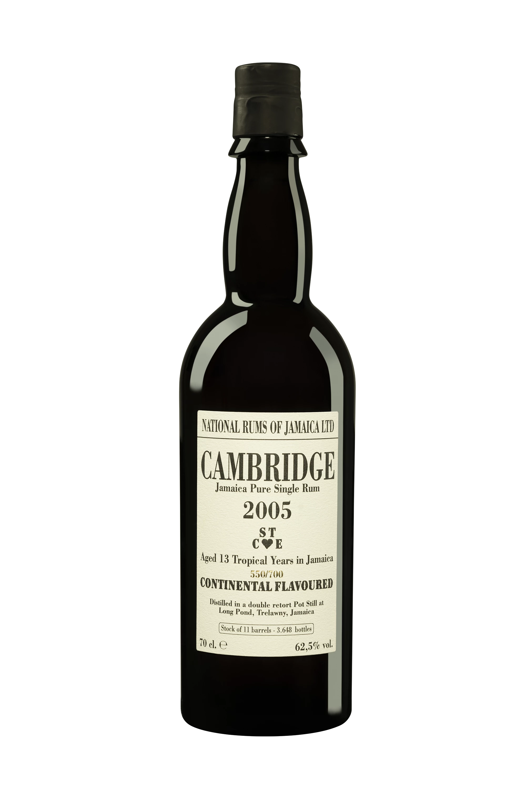 National Rums of Jamaica - Molasses Jamaican Rhum "13 Ans Long Pond -  Cambridge STCE" Brun 2005 62.50° Giftbox, 70cl