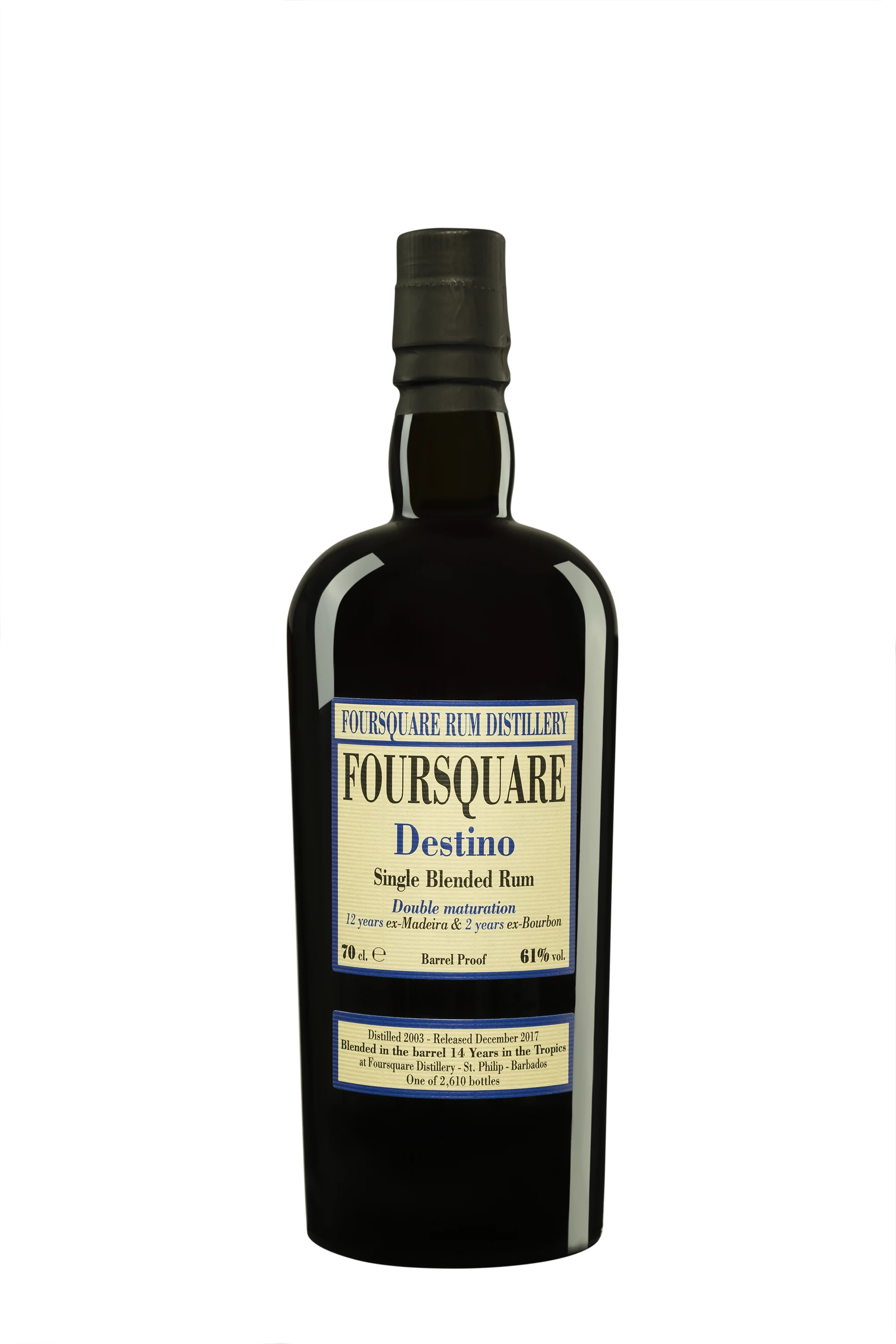 Vélier - Molasses Barbados Rhum "14 Ans Foursquare - Destino" Brun 2003 61° Giftbox, 70cl