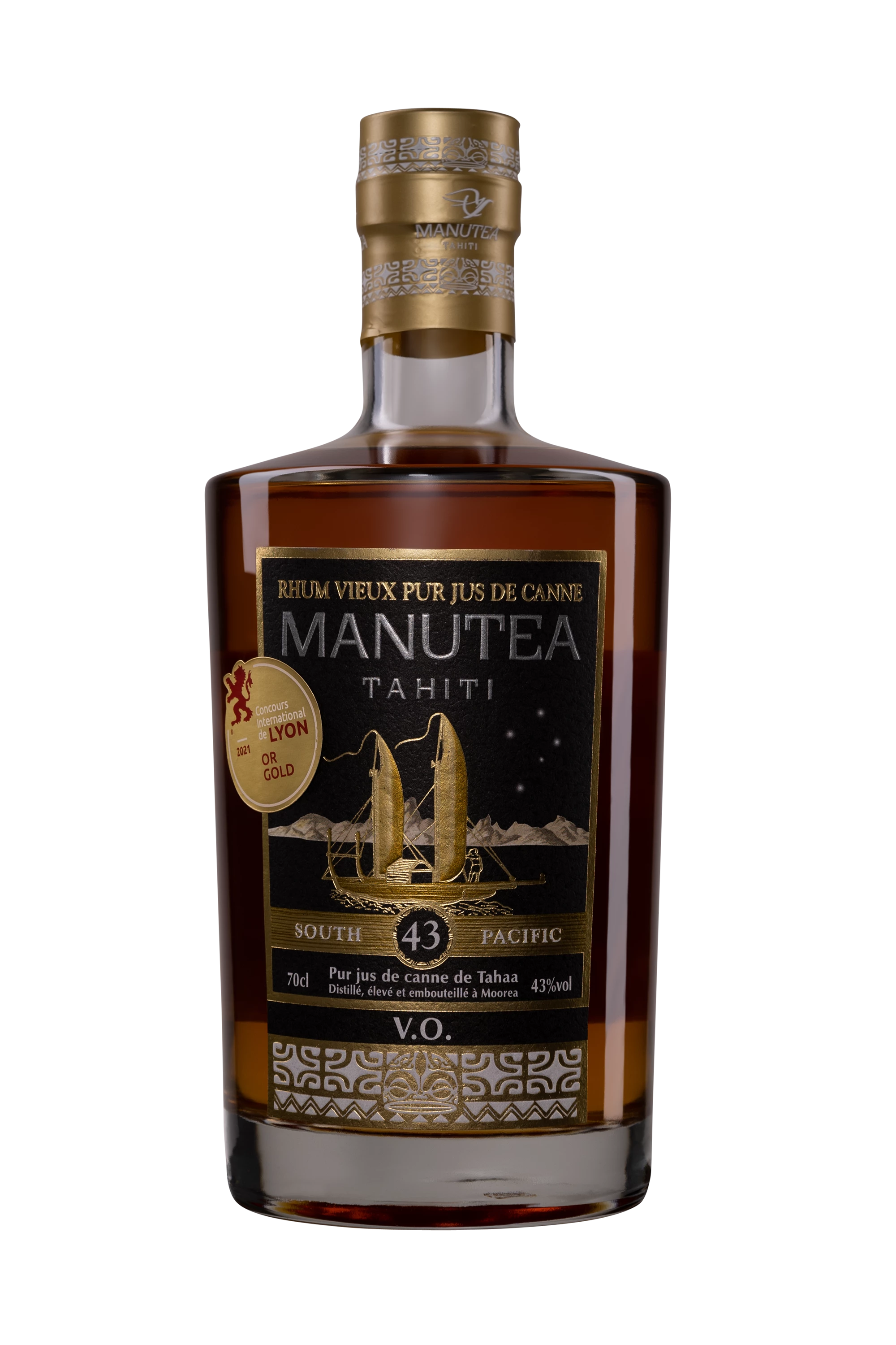 Manutea - Pur Cane Juice Tahitian Rhum "VO" Brun 43°, 70cl