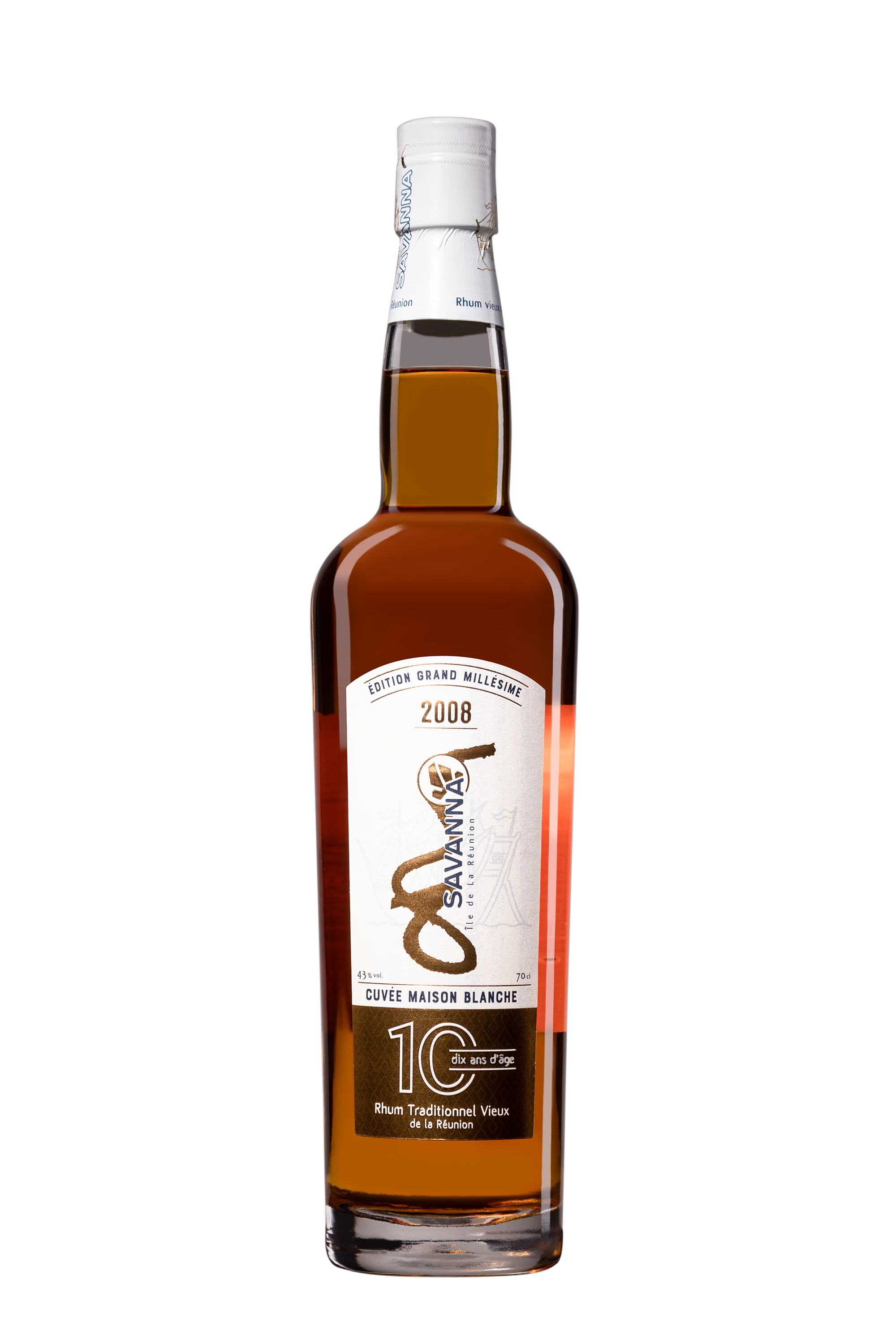 Savanna - Rhum Vieux de Mélasse de la Réunion "10 Ans - Traditionnel" Brun 2008 43° Giftbox, 70cl