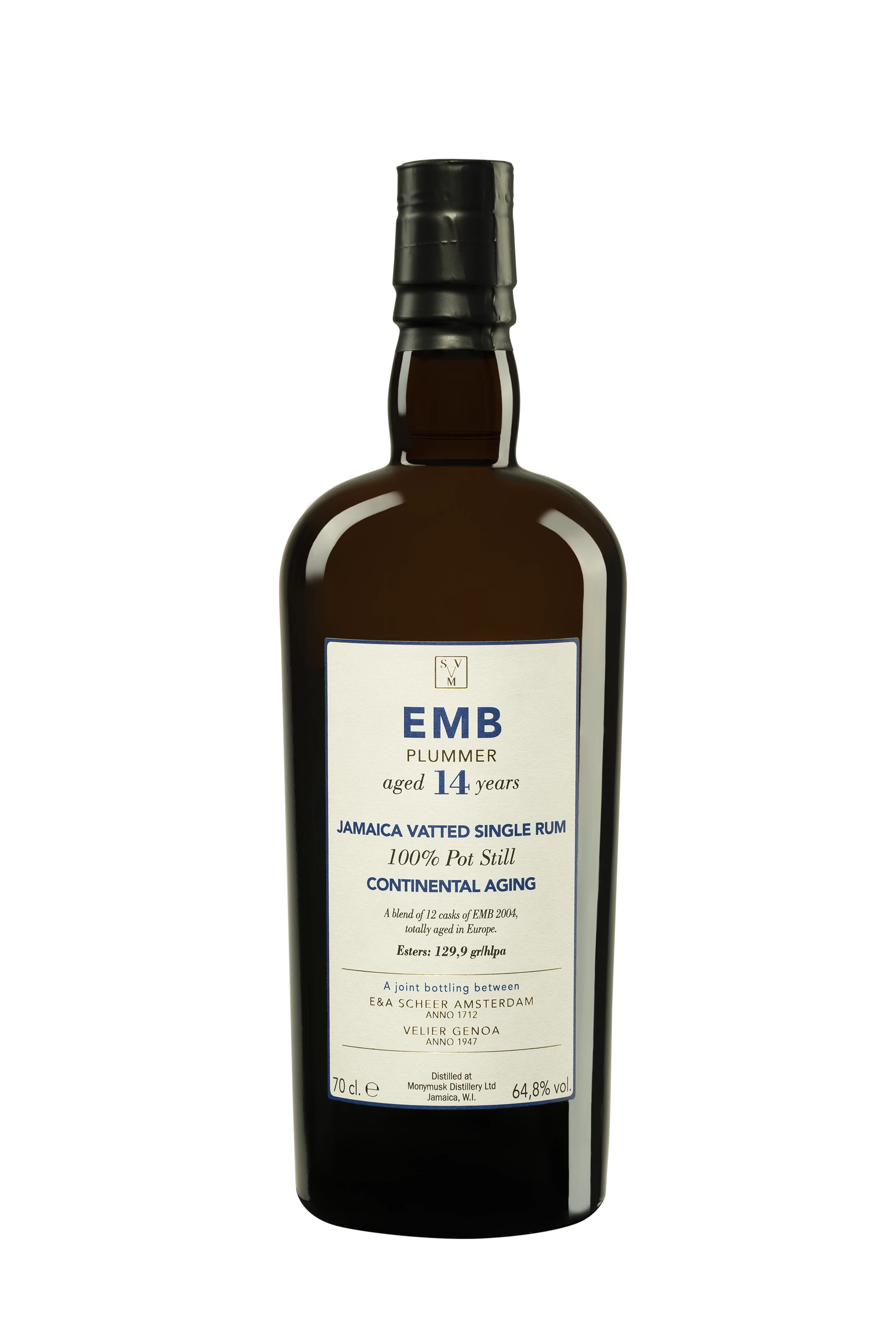 E&A Scheer & Vélier - Molasses Jamaican Rhum "14 Ans Monymusk - EMB Blend Plummer - Continental Aging" Brun 64.8° Giftbox, 70cl
