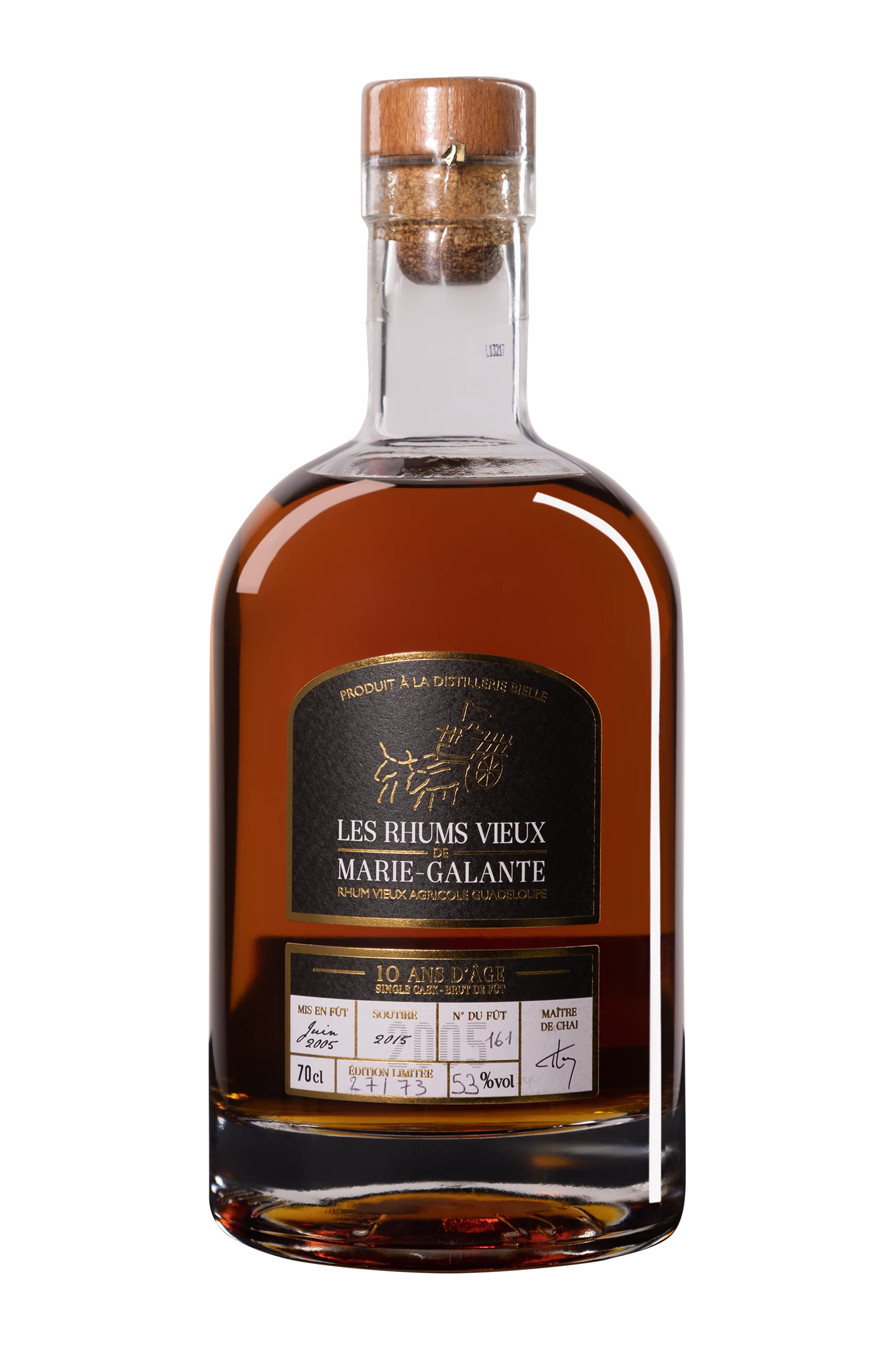 Bielle - Rhum Vieux Agricole de Guadeloupe "10 Ans - Brut de Fût" Brun 2005 53° Giftbox, 70cl
