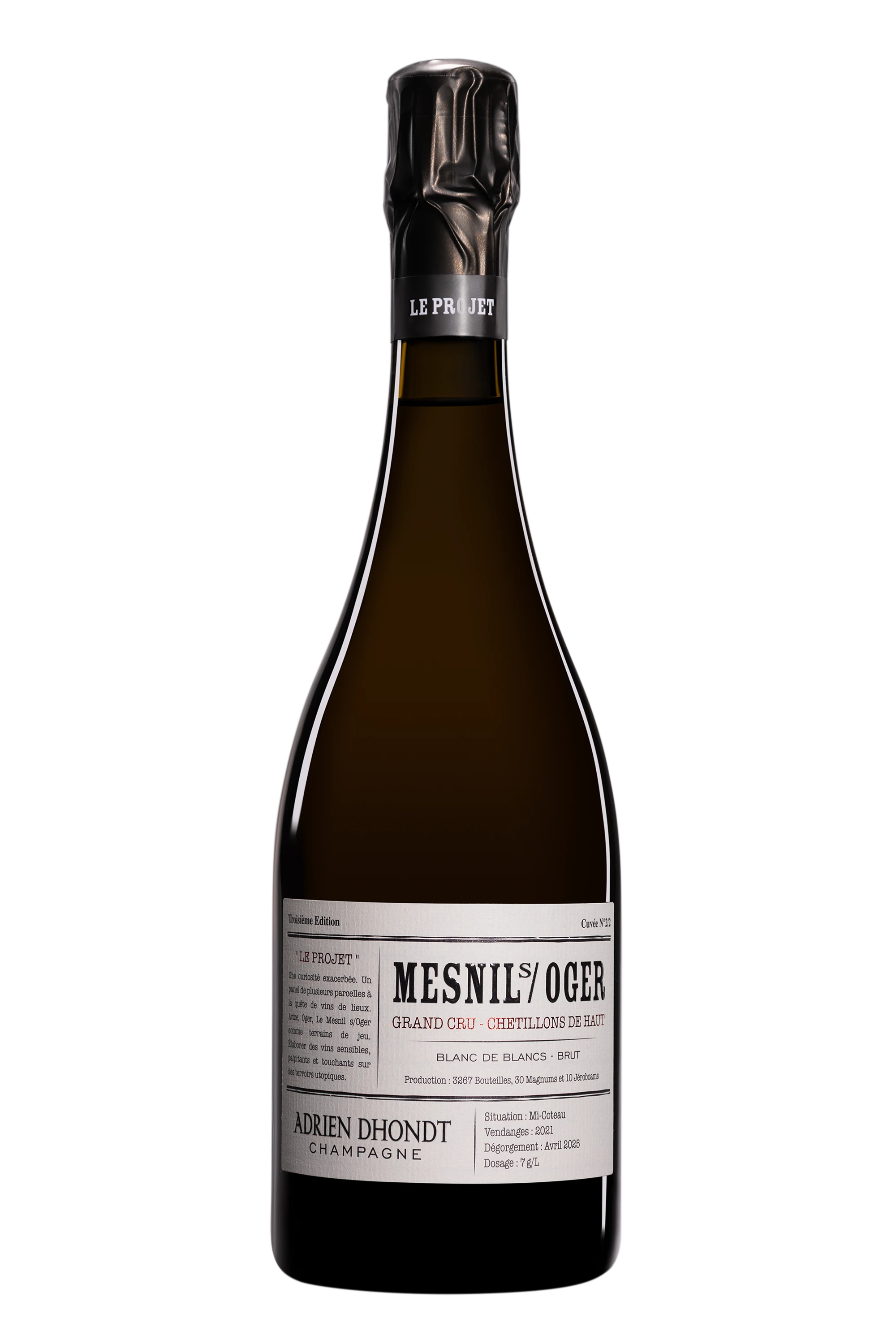 Domaine Adrien Dhondt - Champagne Brut Grand Cru Blanc de Blancs Millésimé "Le Mesnil sur Oger - Chétillons-de Haut" Blanc 2021 Dégorgement 04.2025 12.5°, 75cl