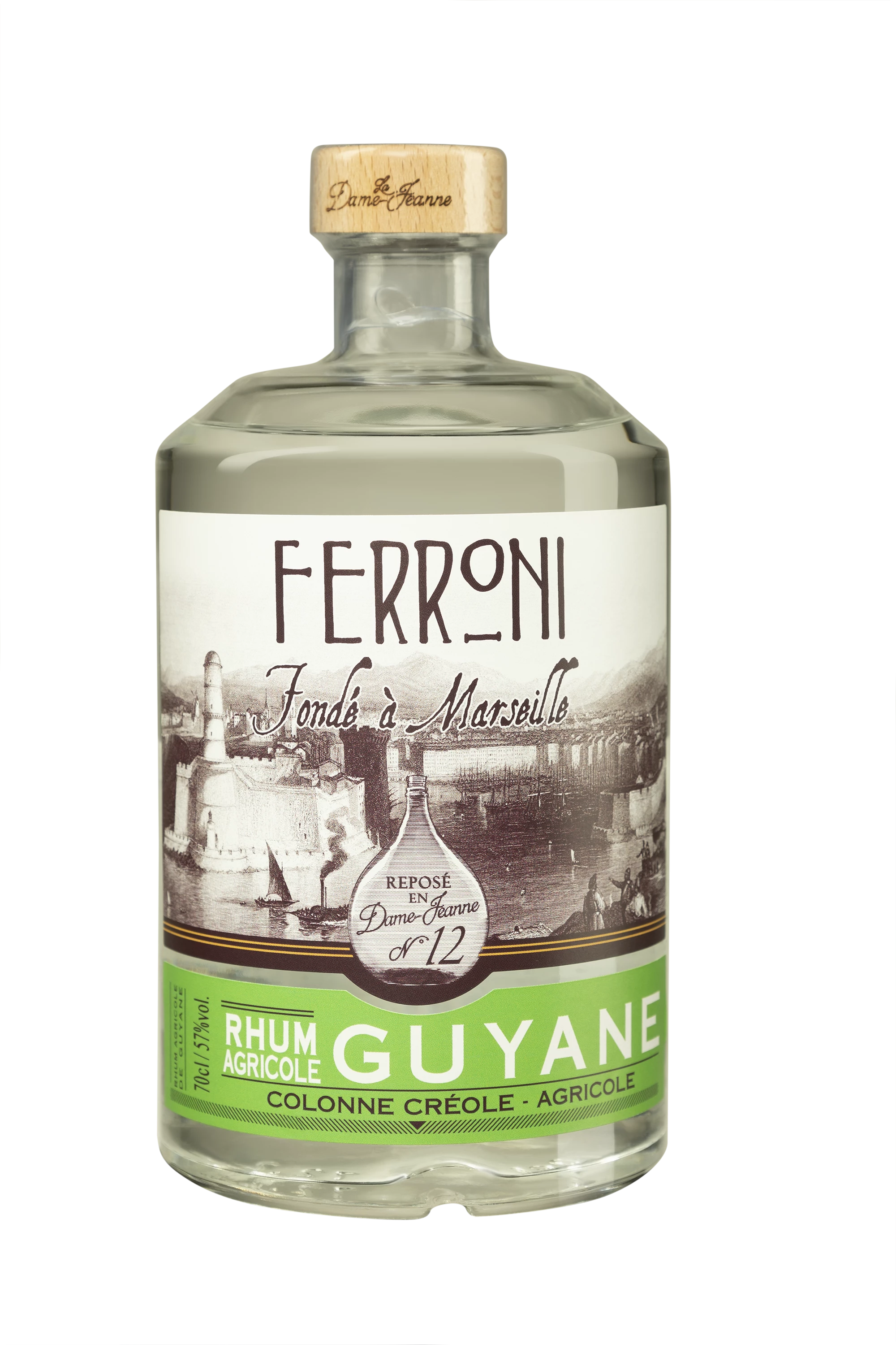 Ferroni - Rhum Agricole de Guyane "La Dame de Jeanne 12 - Guyane" Blanc 57°, 70cl